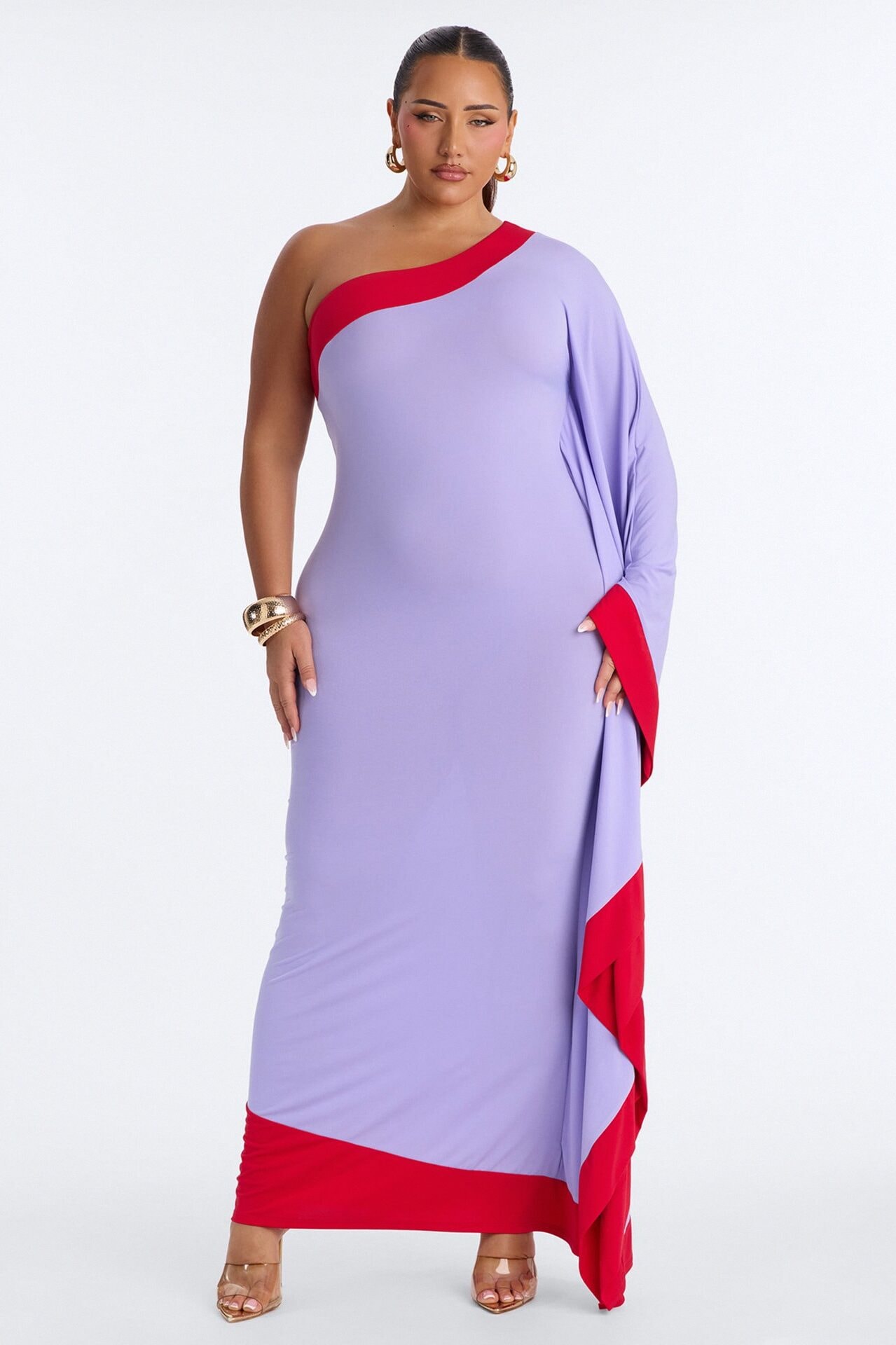 Casually Allure One Shoulder Maxi Dress - Lavender image 1
