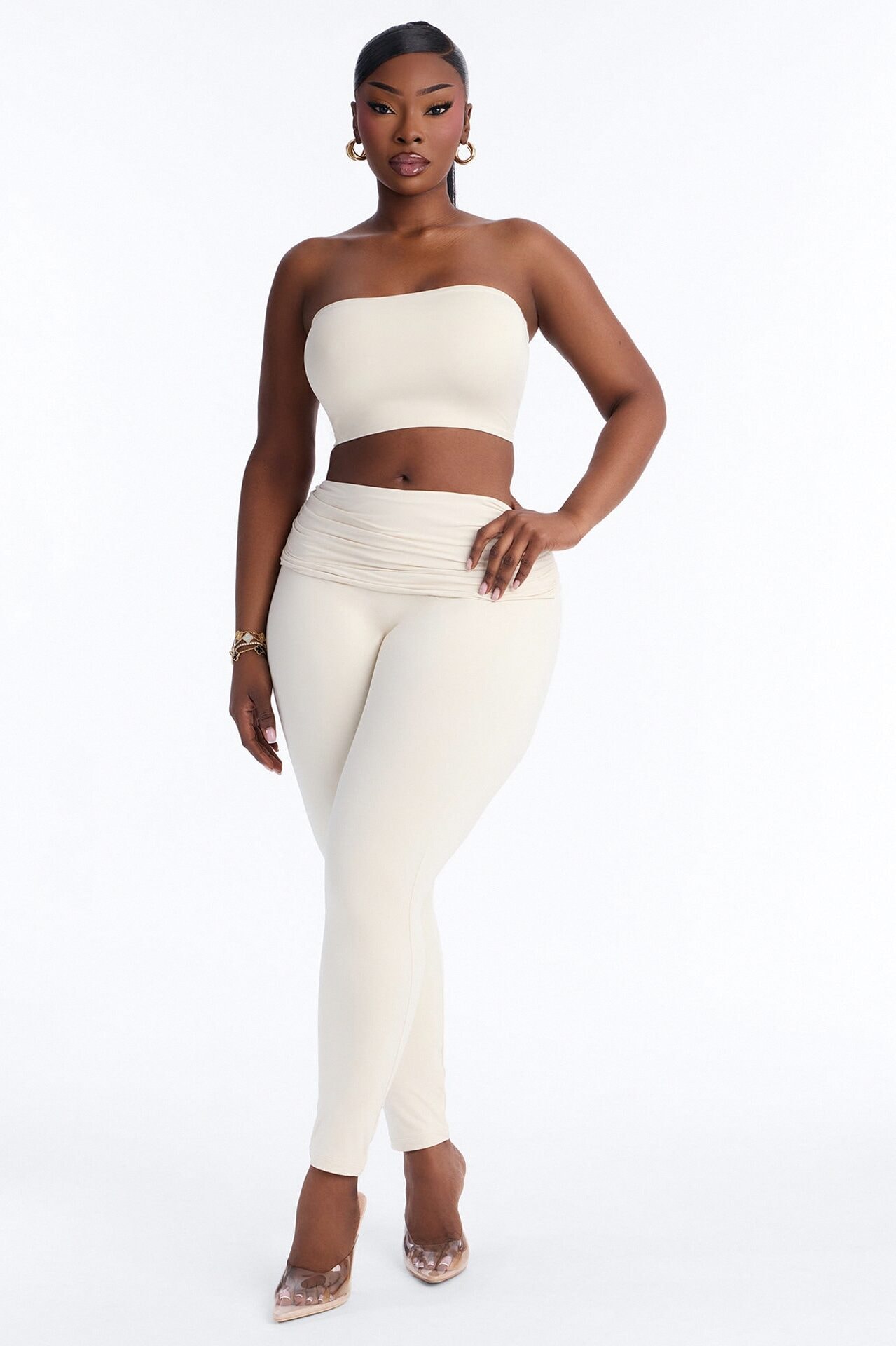 Contour Double Lined Strapless Bandeau Top - Bone image 1