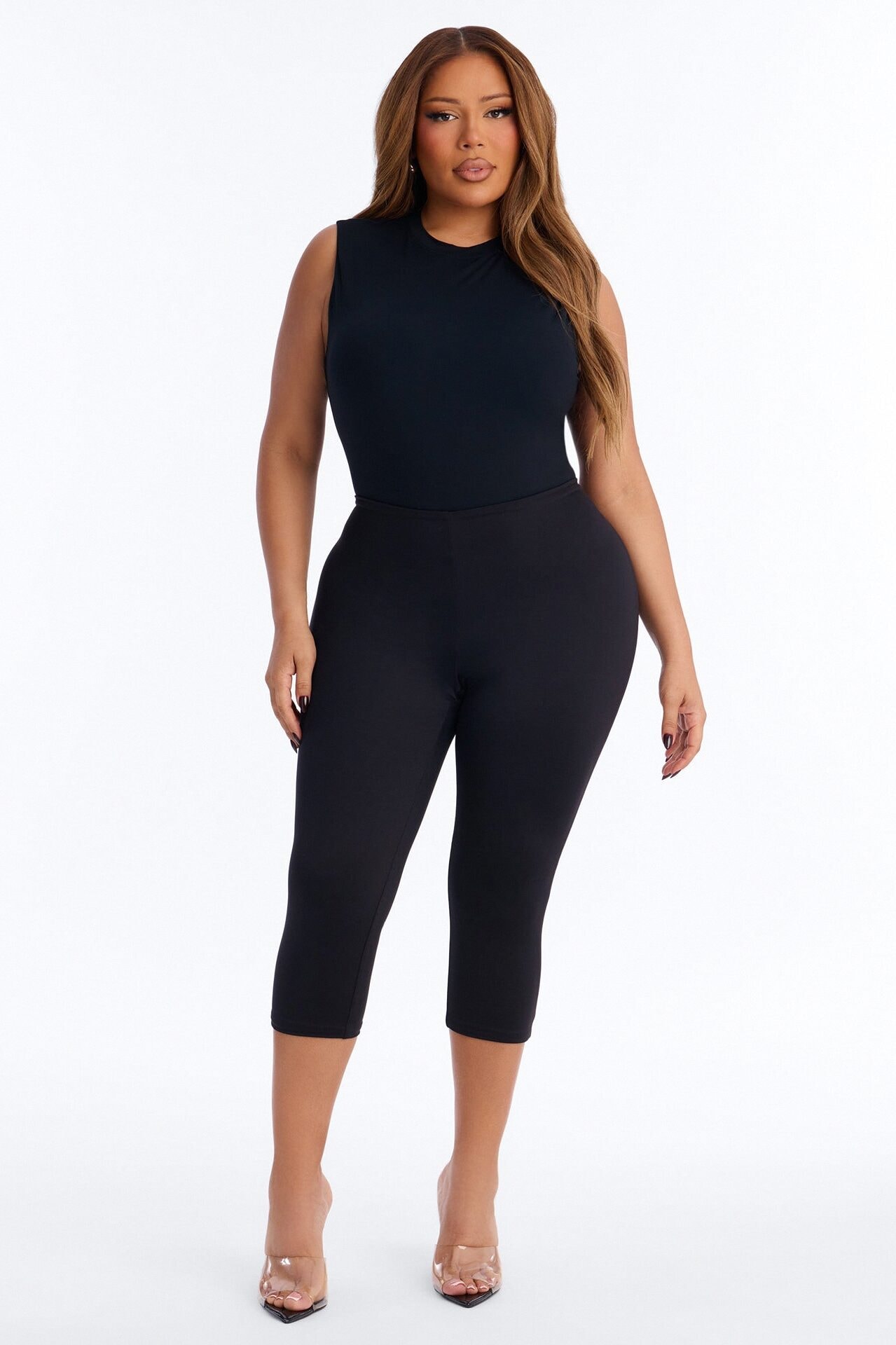 Second Skin Double Lined Mock Neck Sleeveless Bodysuit - Black image 1