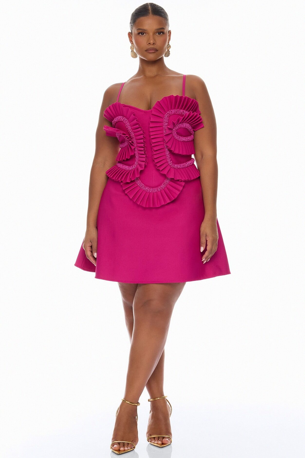 Jade Beaded Bandage Mini Dress - Magenta image 1