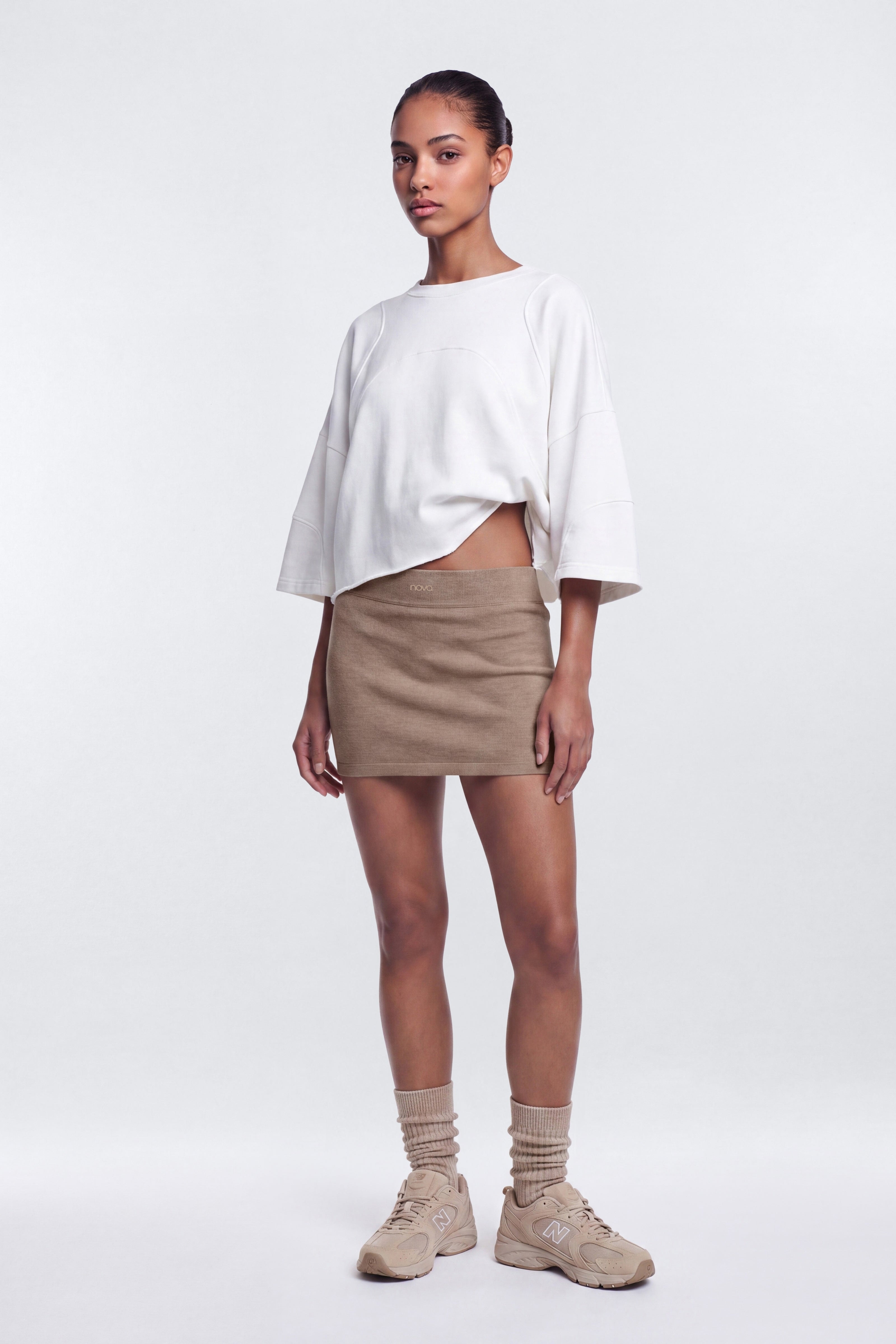 CottonFlex™ Mini Sports Skort - Heather Taupe image 1
