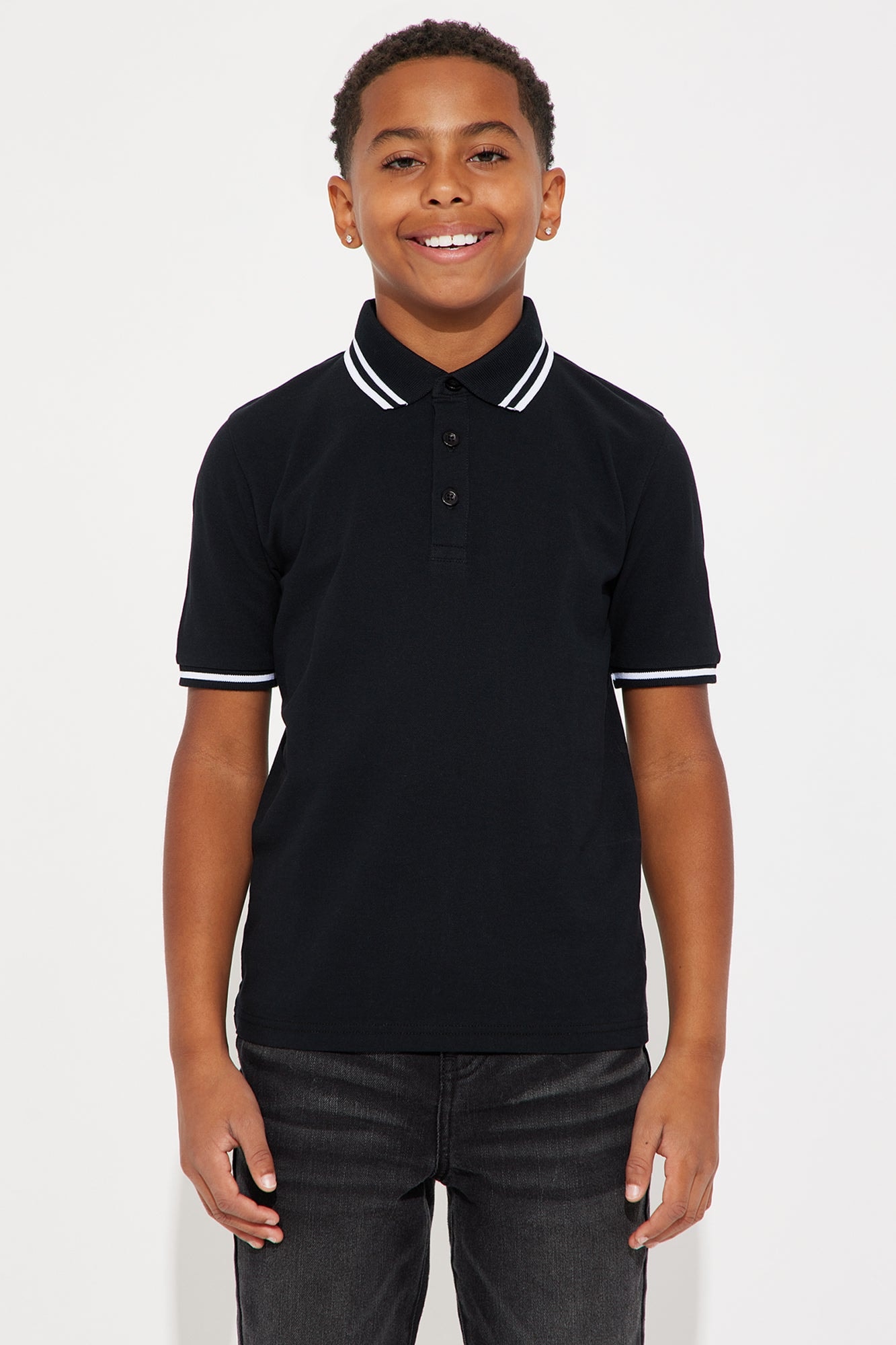 Mini Wilson Short Sleeve Polo - Black image 1