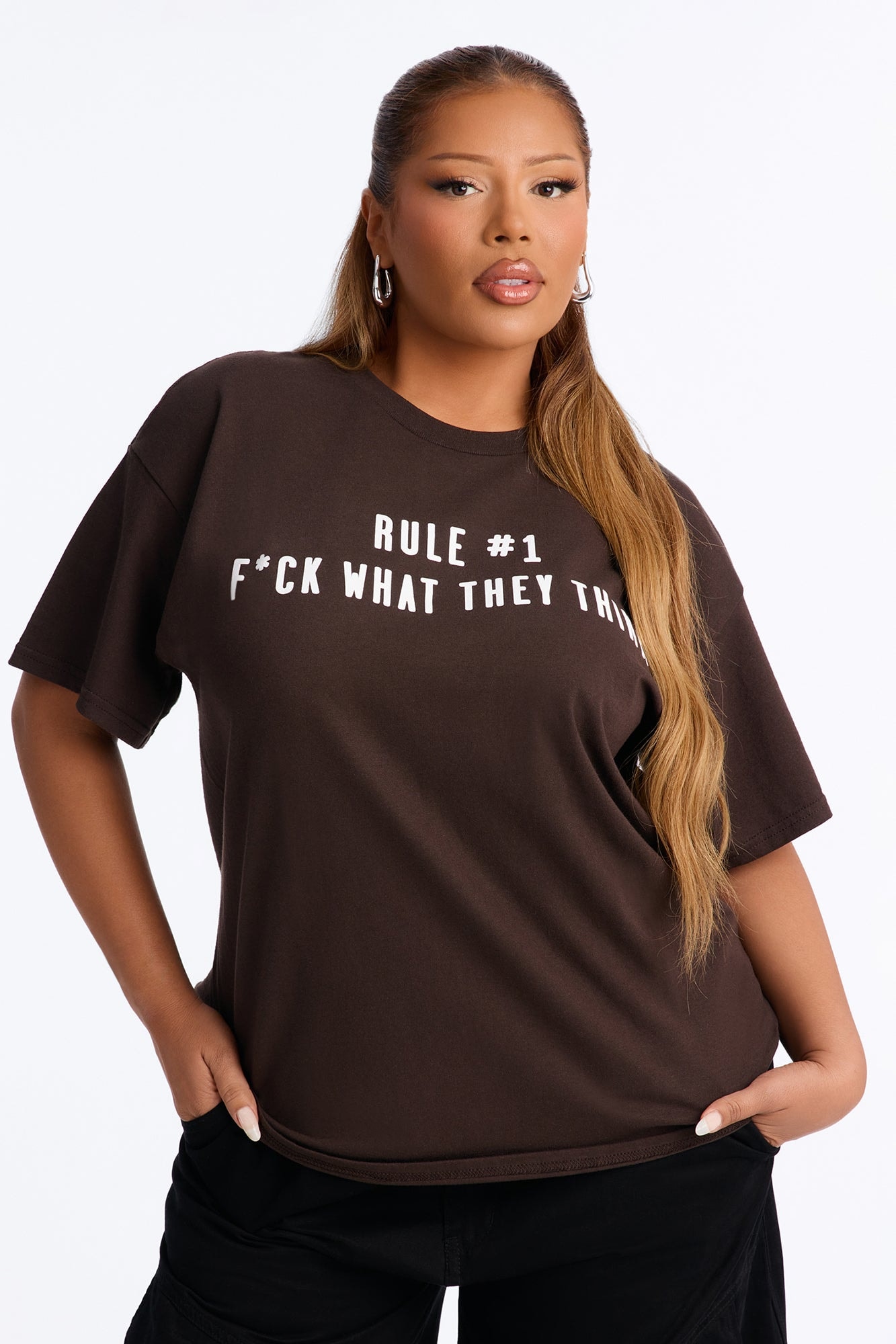 Fck What They Think Graphic Tee - Chocolate image 1