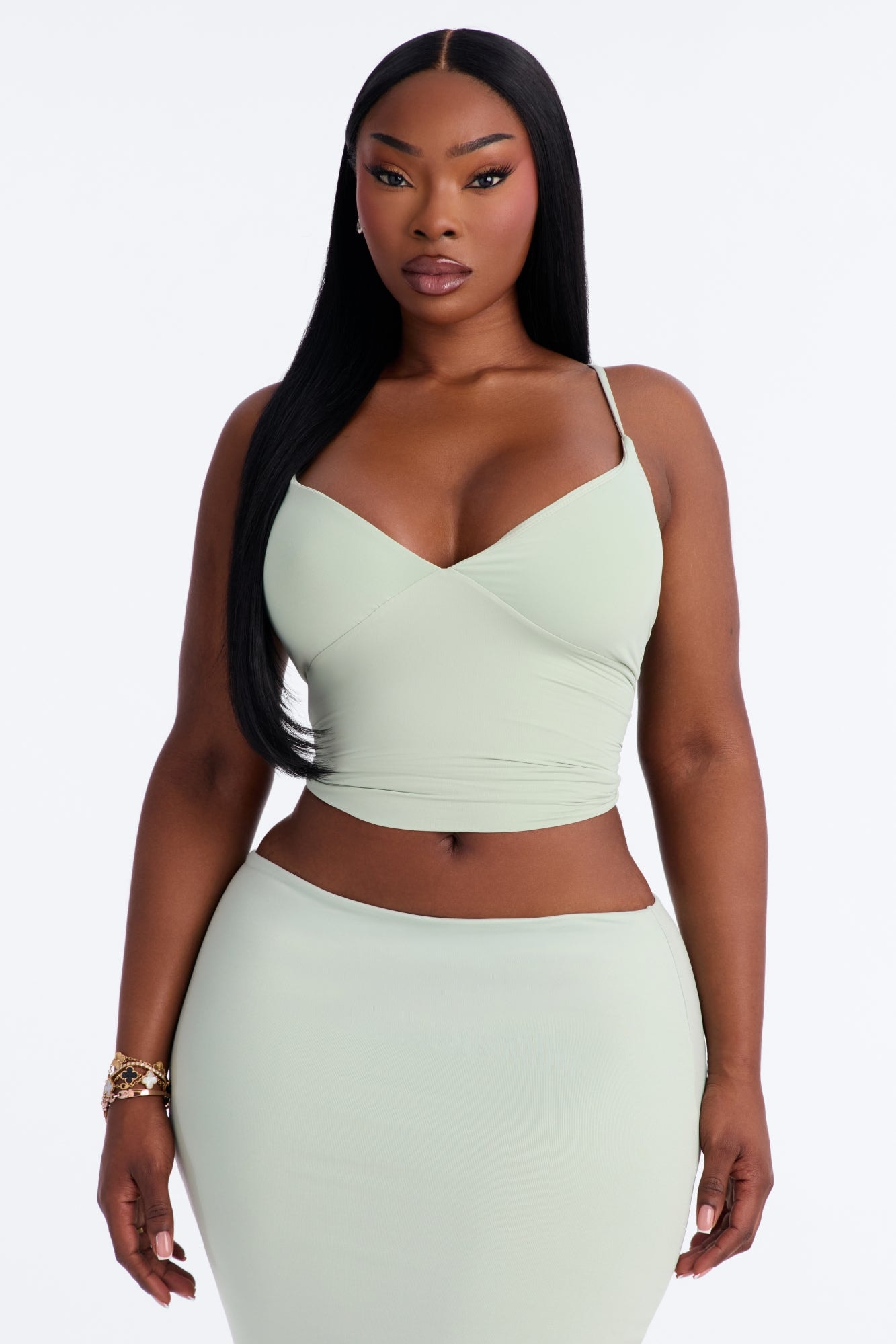 Second Skin Bra Pad V Neck Cami - Mint image 1