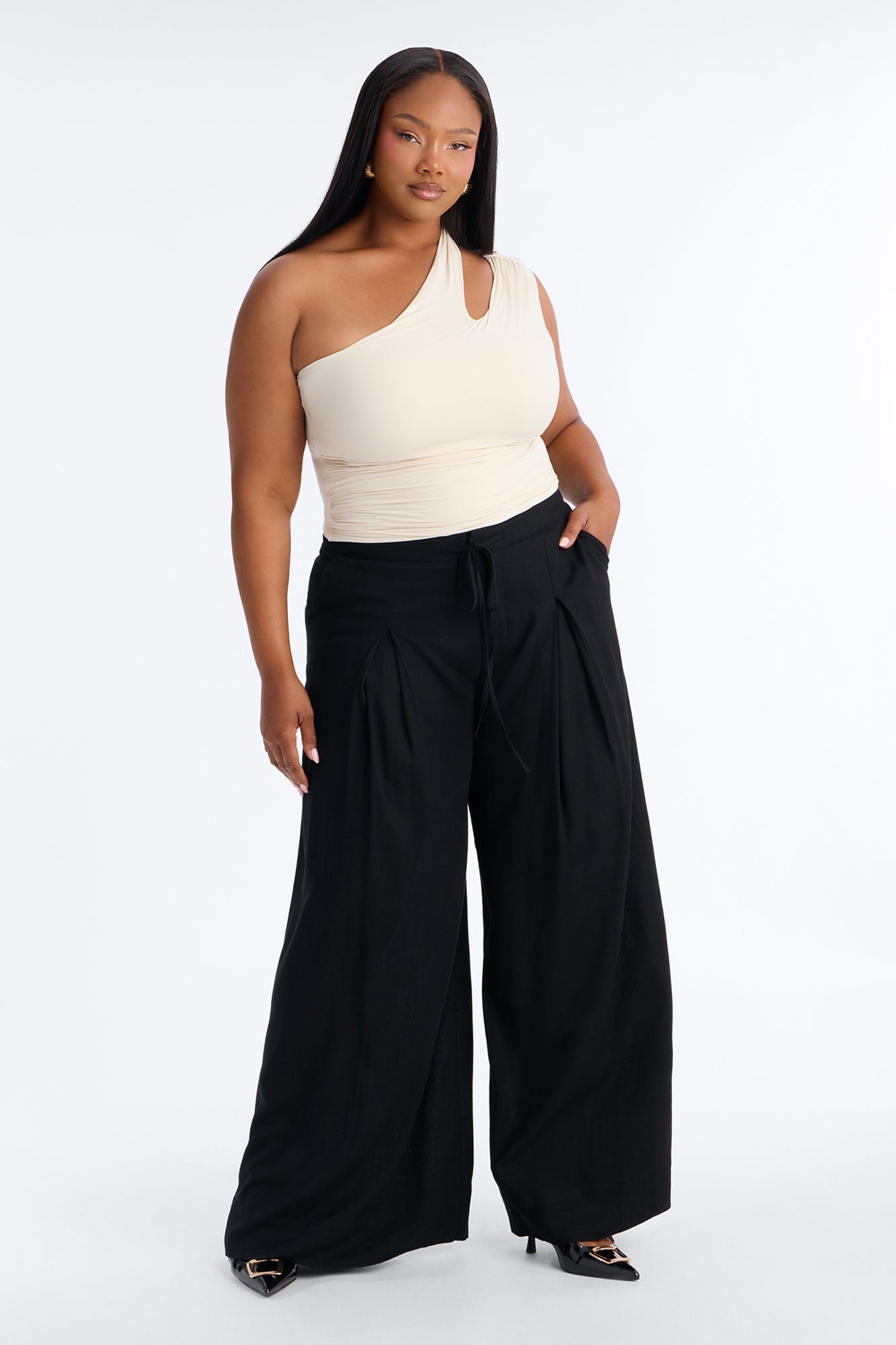 Karianna Linen Blend Wide Leg Pant - Black image 1