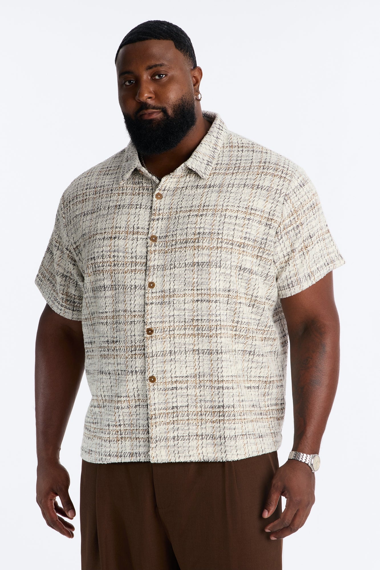 Rodeo Boucle Button Up Shirt - Cream/combo image 1