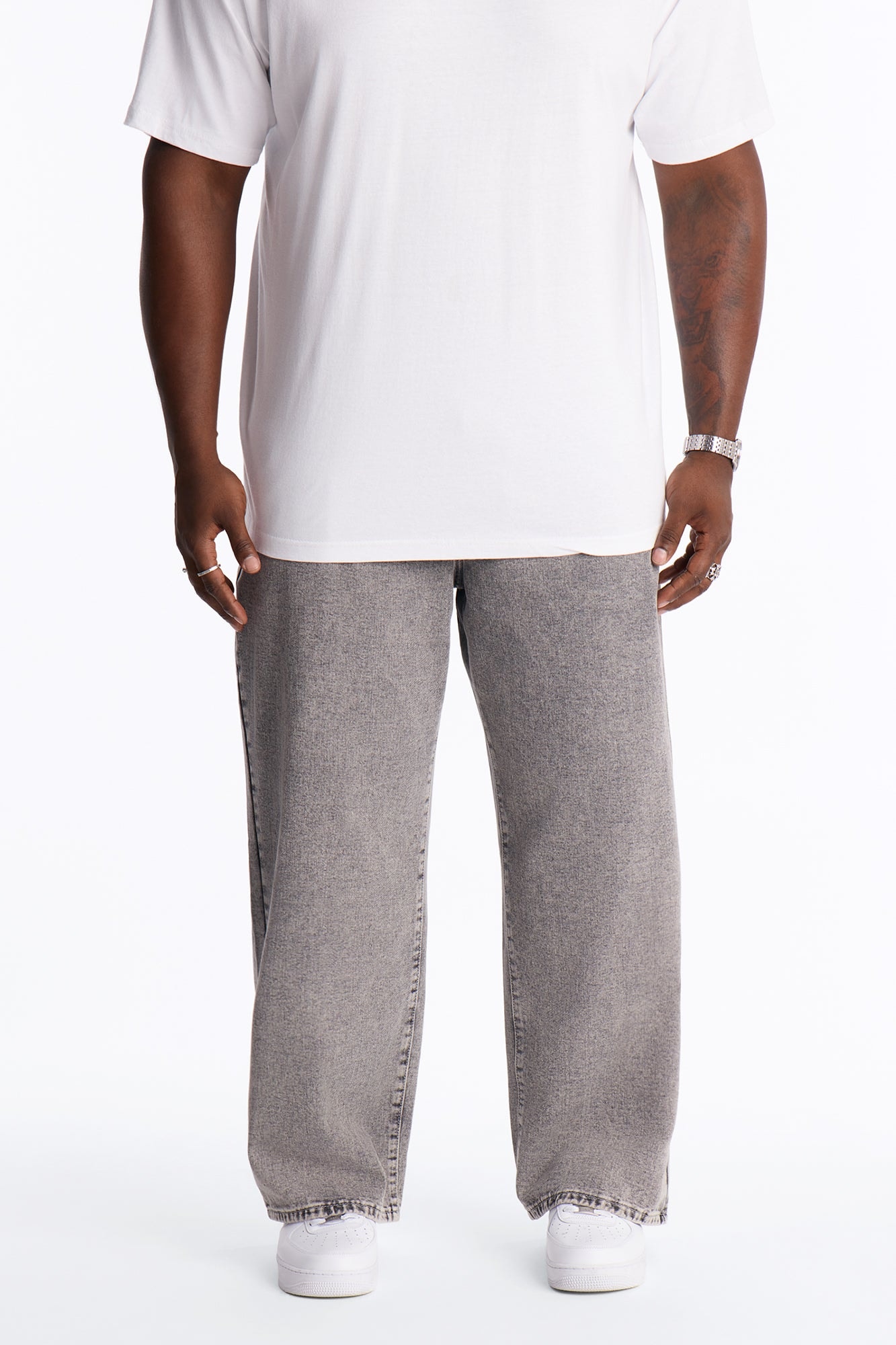 All Day Baggy Leg Jean - Washed Grey image 1