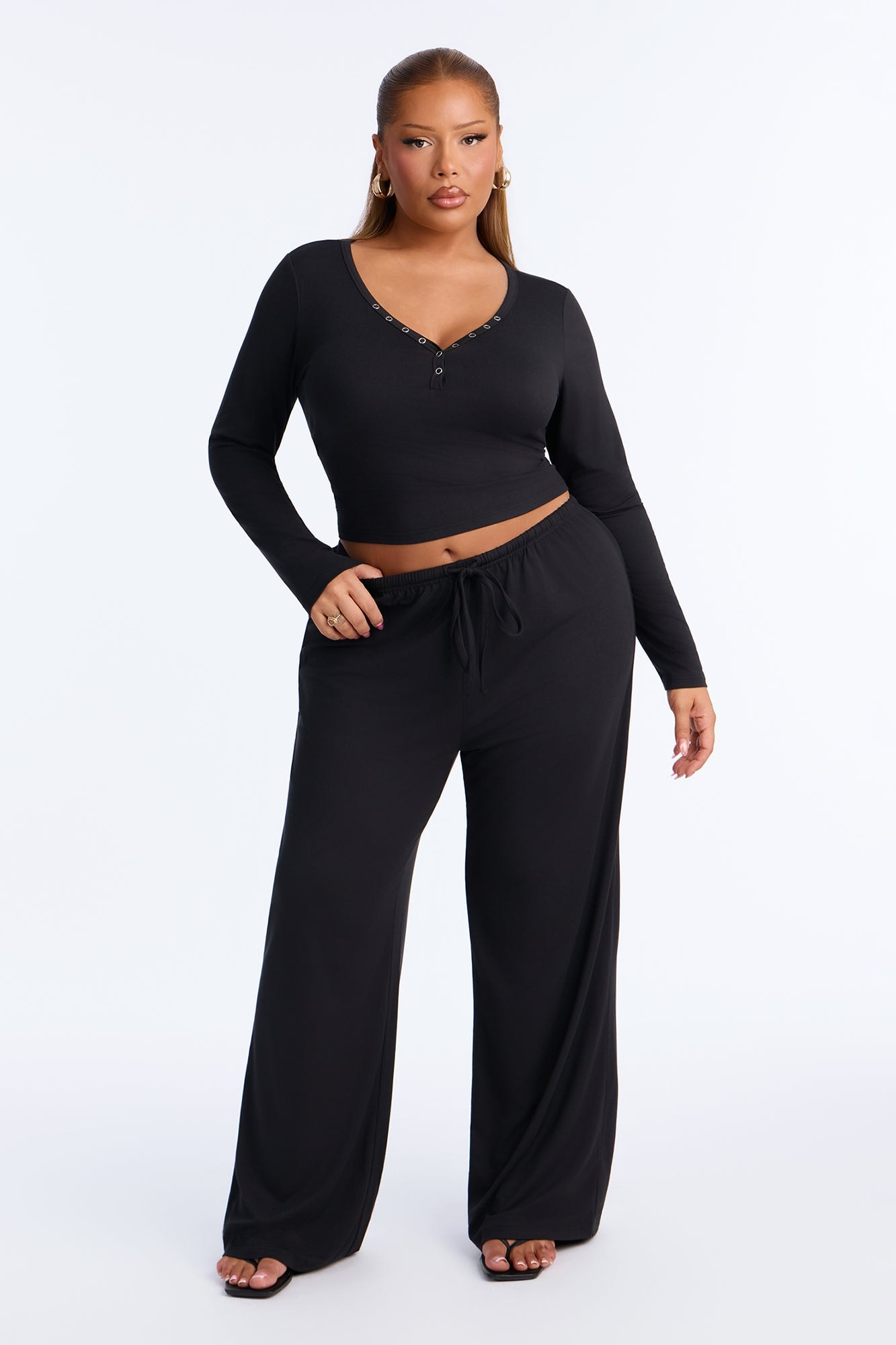 Lazy Morning Pant Set - Black image 1