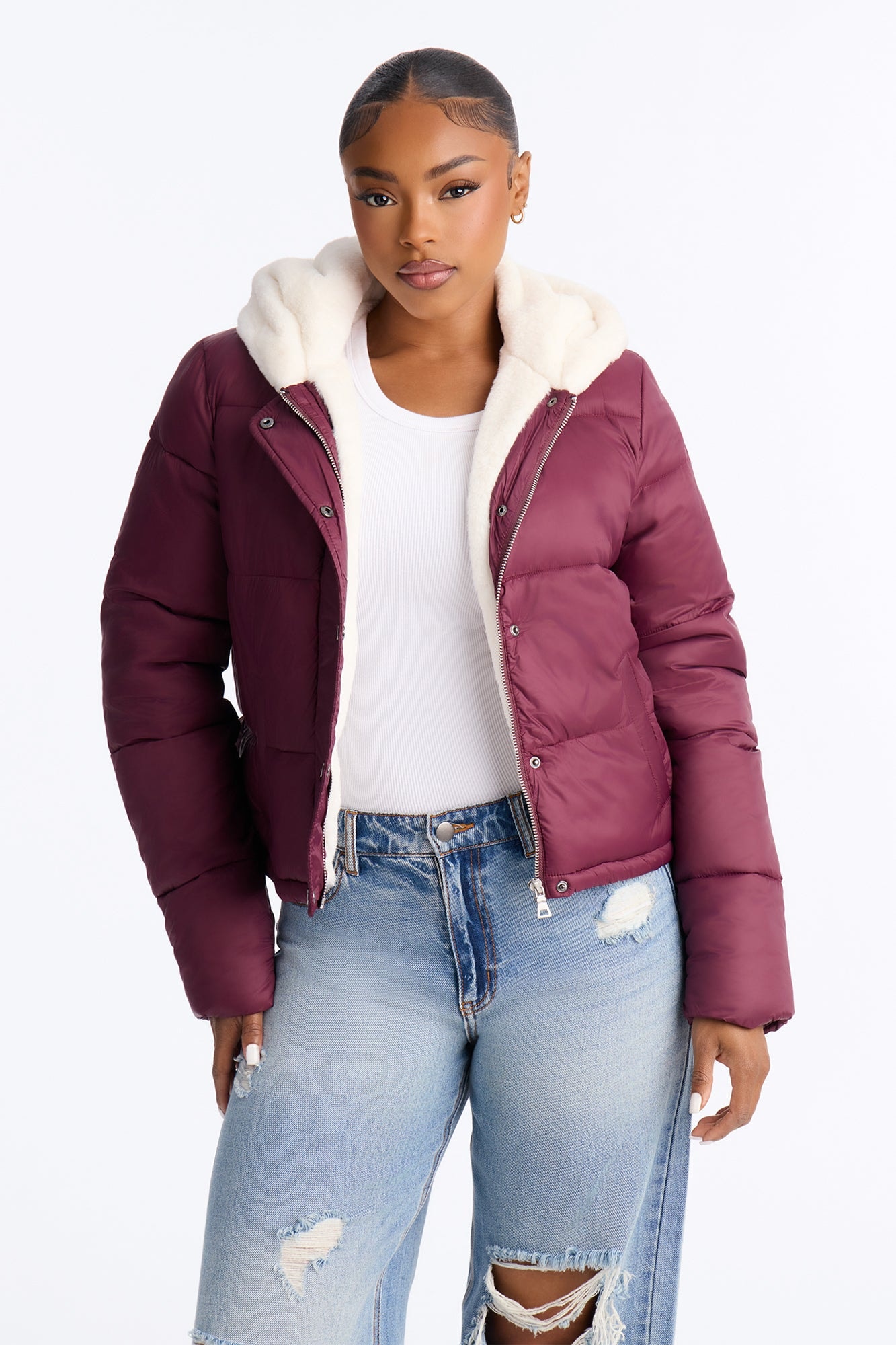 Cozied Up Jacket - Burgundy image 1