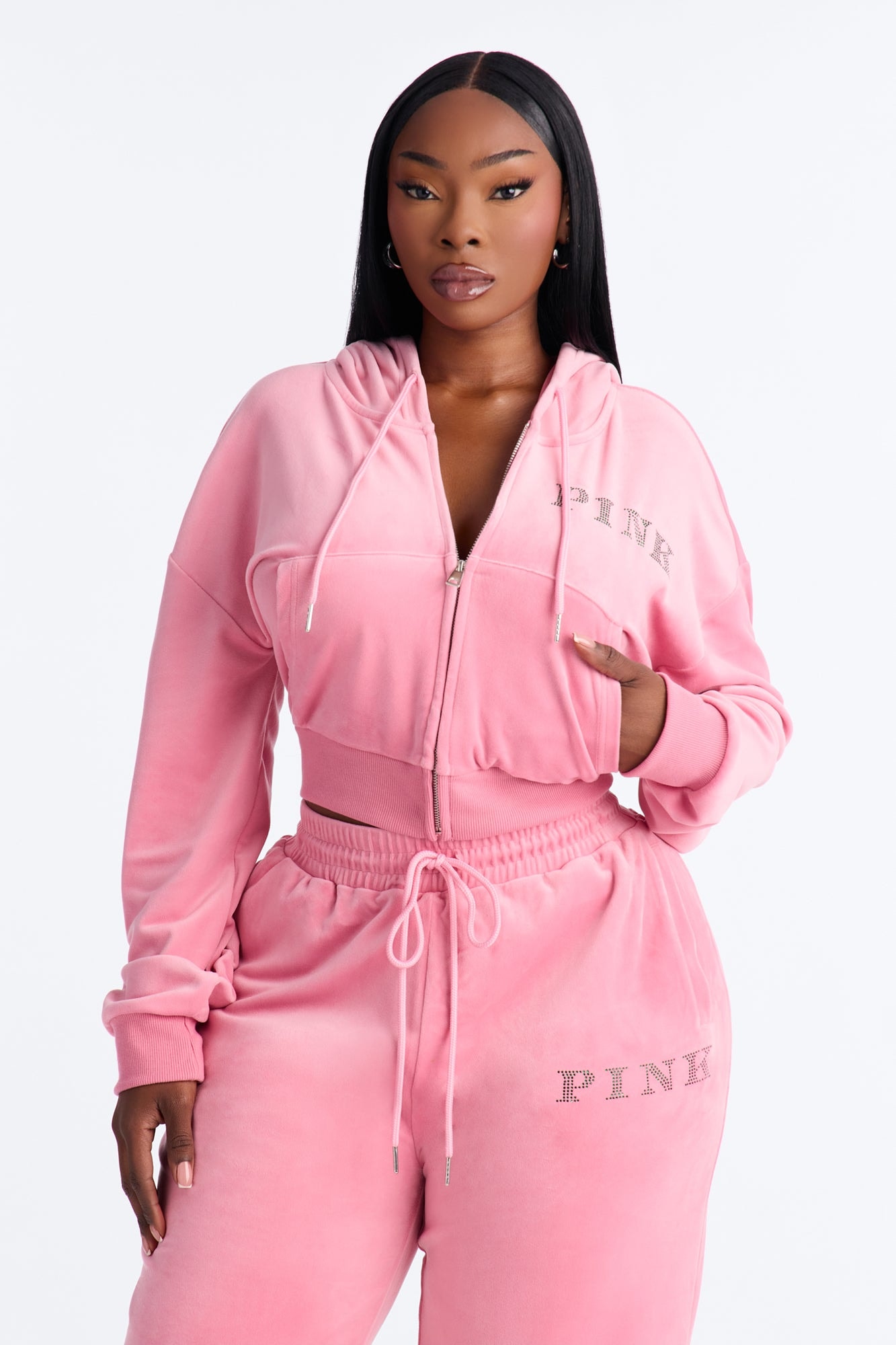 PINK London That Girl Zip-Up Sweatshirt - Pink image 1