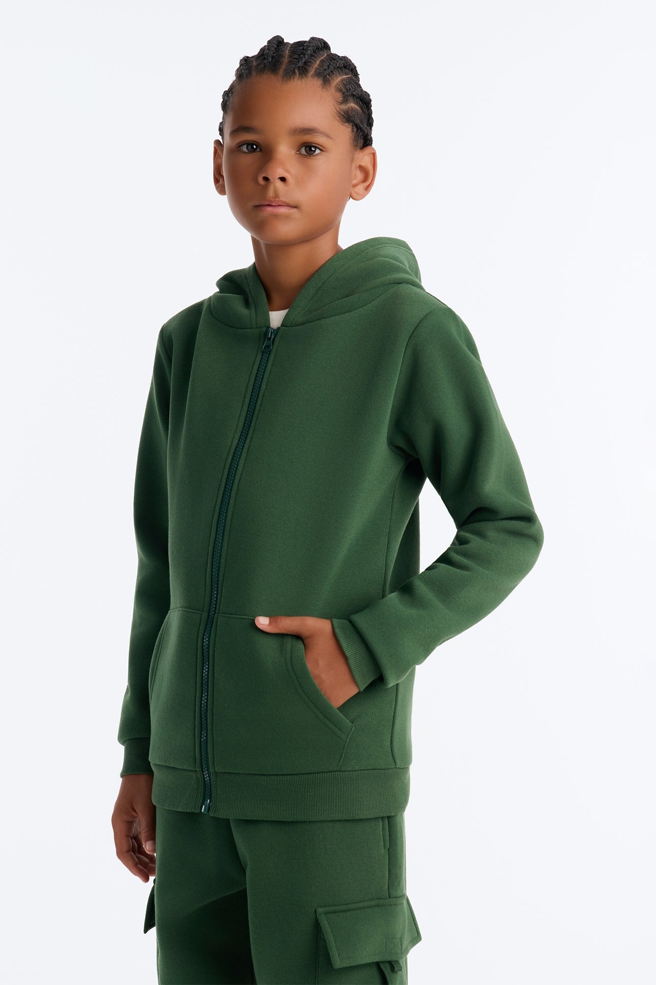 Mini Confidence Is Key Fleece Zip Hoodie - Olive image 1