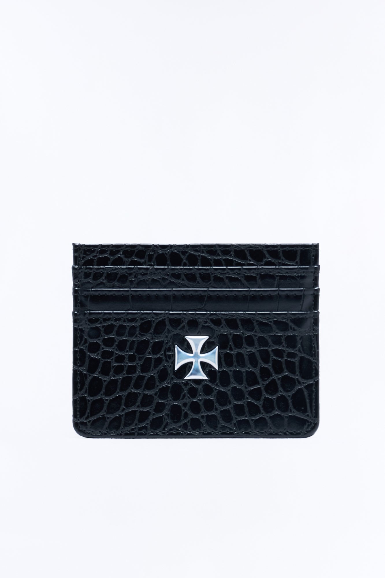 Need Faith Embossed Croc Faux Leather Card Holder - Black image 1