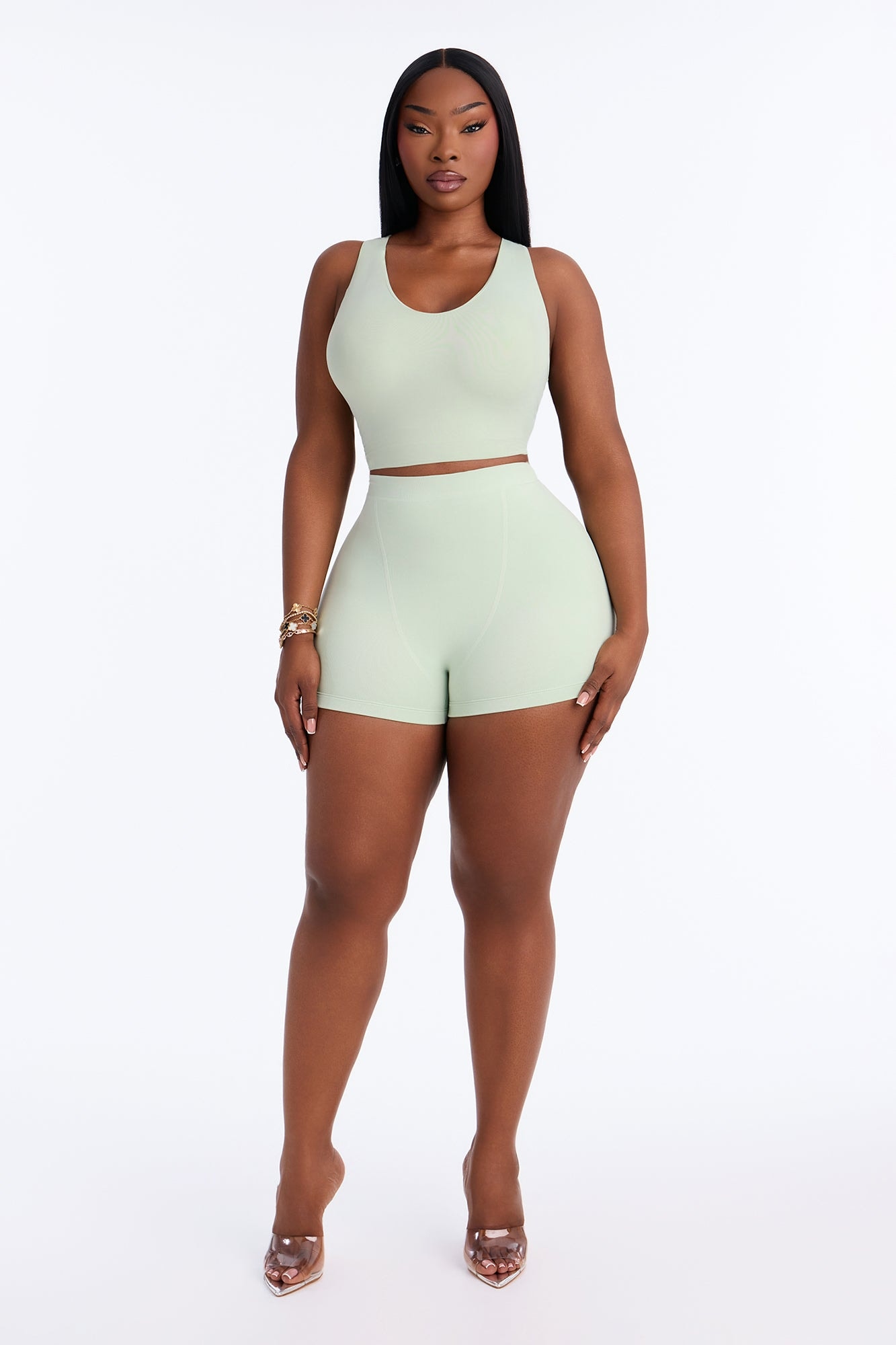 Seamless Smooth Double Lined Micro Hot Short - Mint image 1