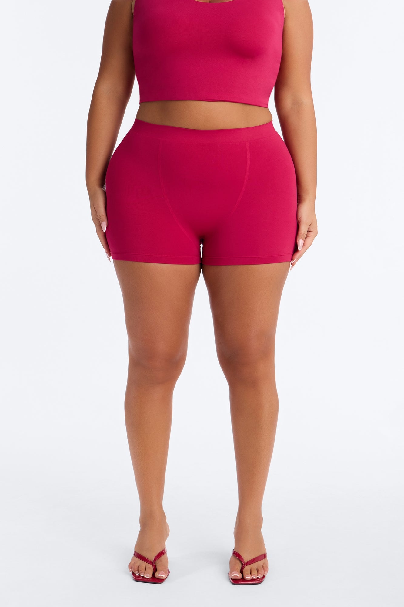 Seamless Smooth Double Lined Micro Hot Short - Raspberry image 1