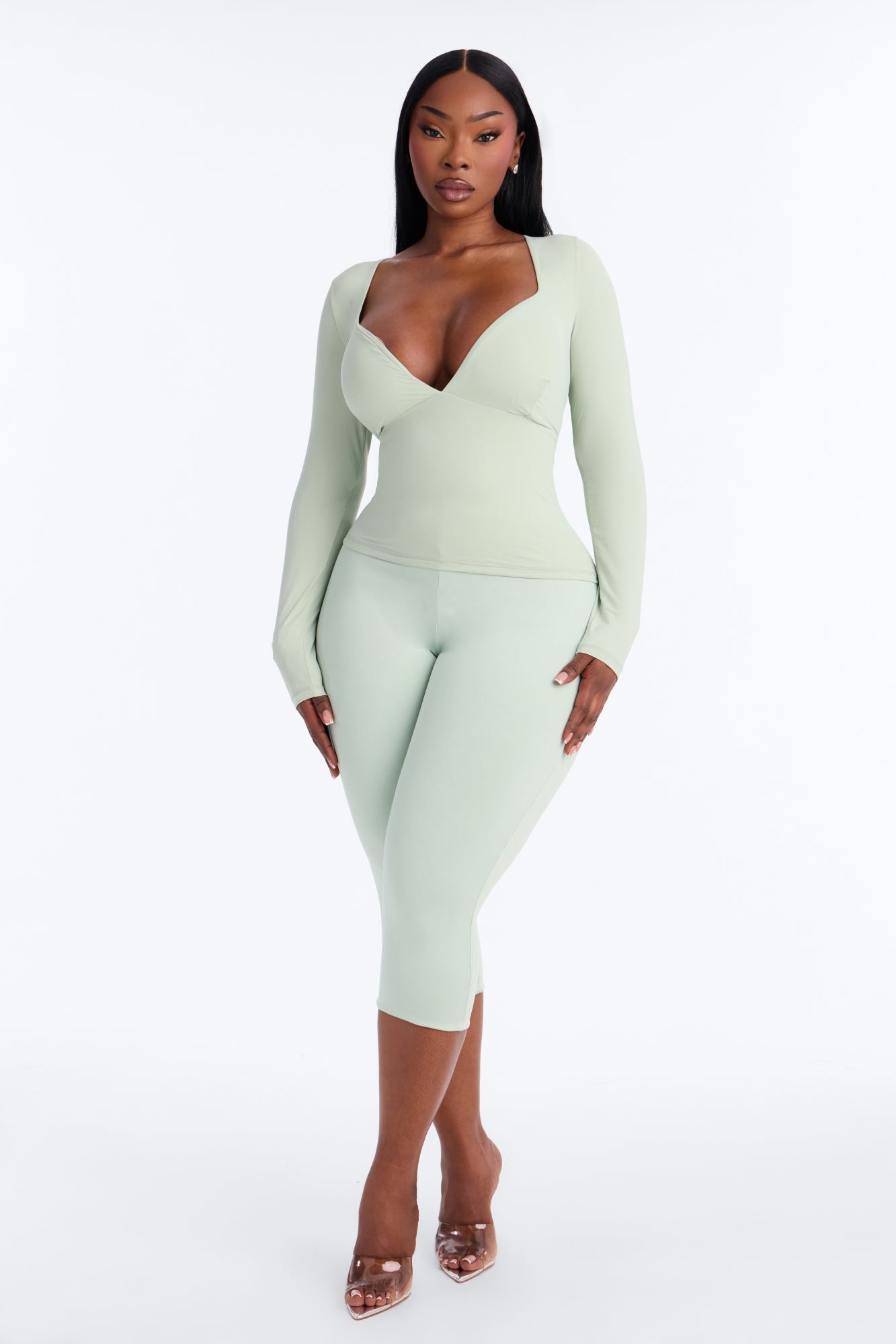 Contour Double Lined Capri Pant - Mint image 1