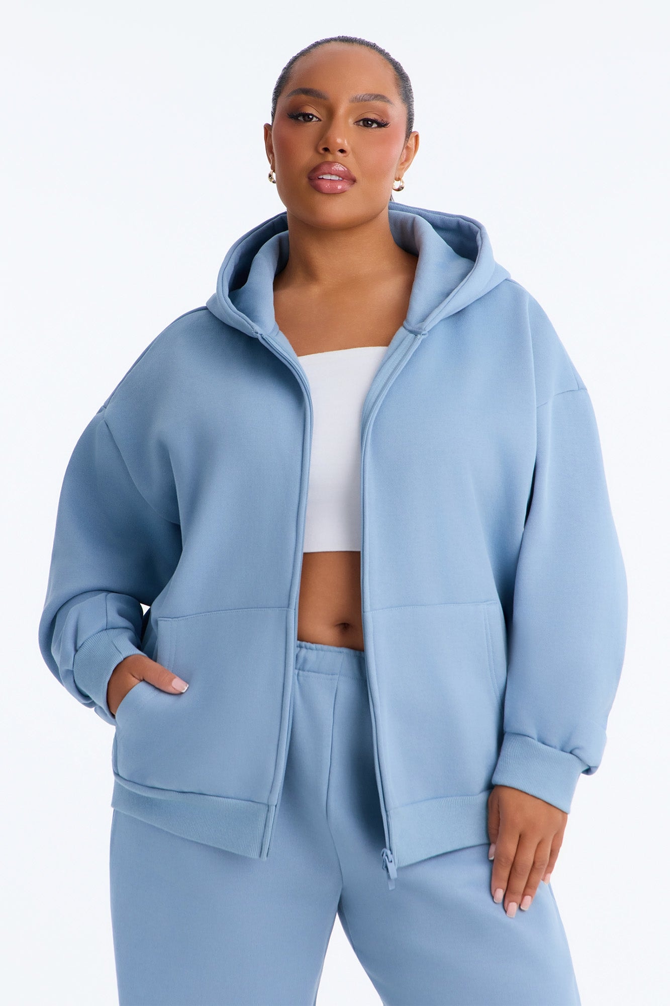 Libby Full Zip Hoodie Fleece Sweatshirt - Slate Blue image 1