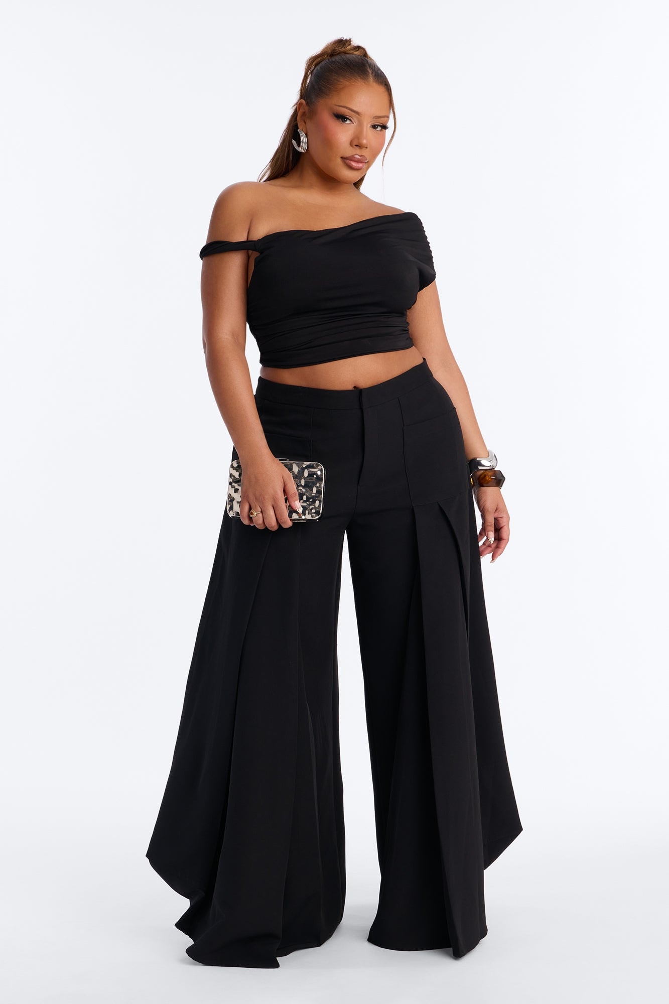 Stand Out Super Wide Pleated Trouser - Black image 1