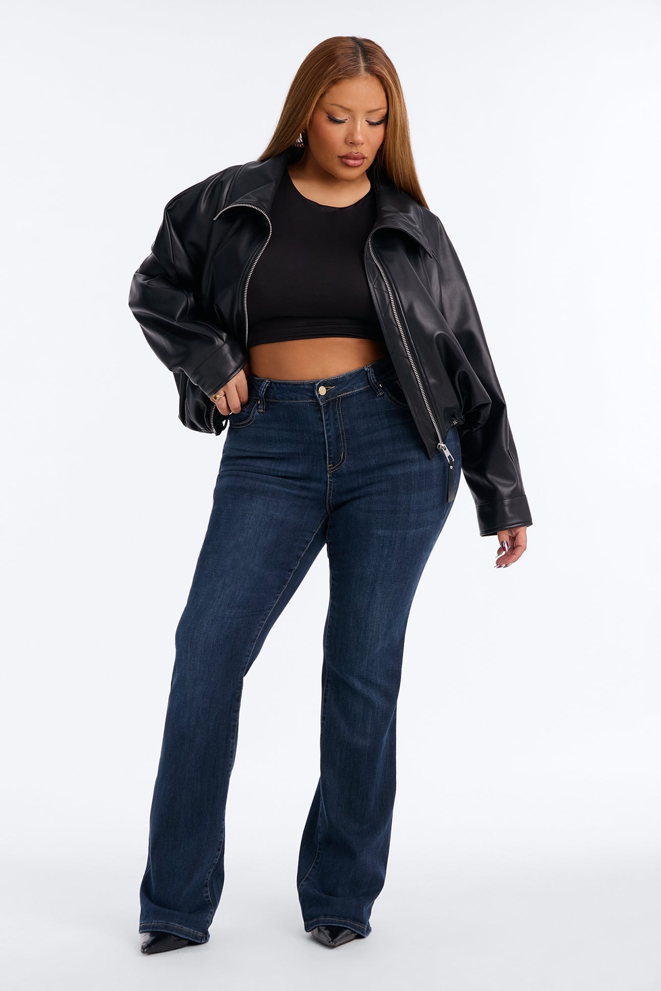 Premium Low Rise Bootcut Jeans - Dark Denim image 1