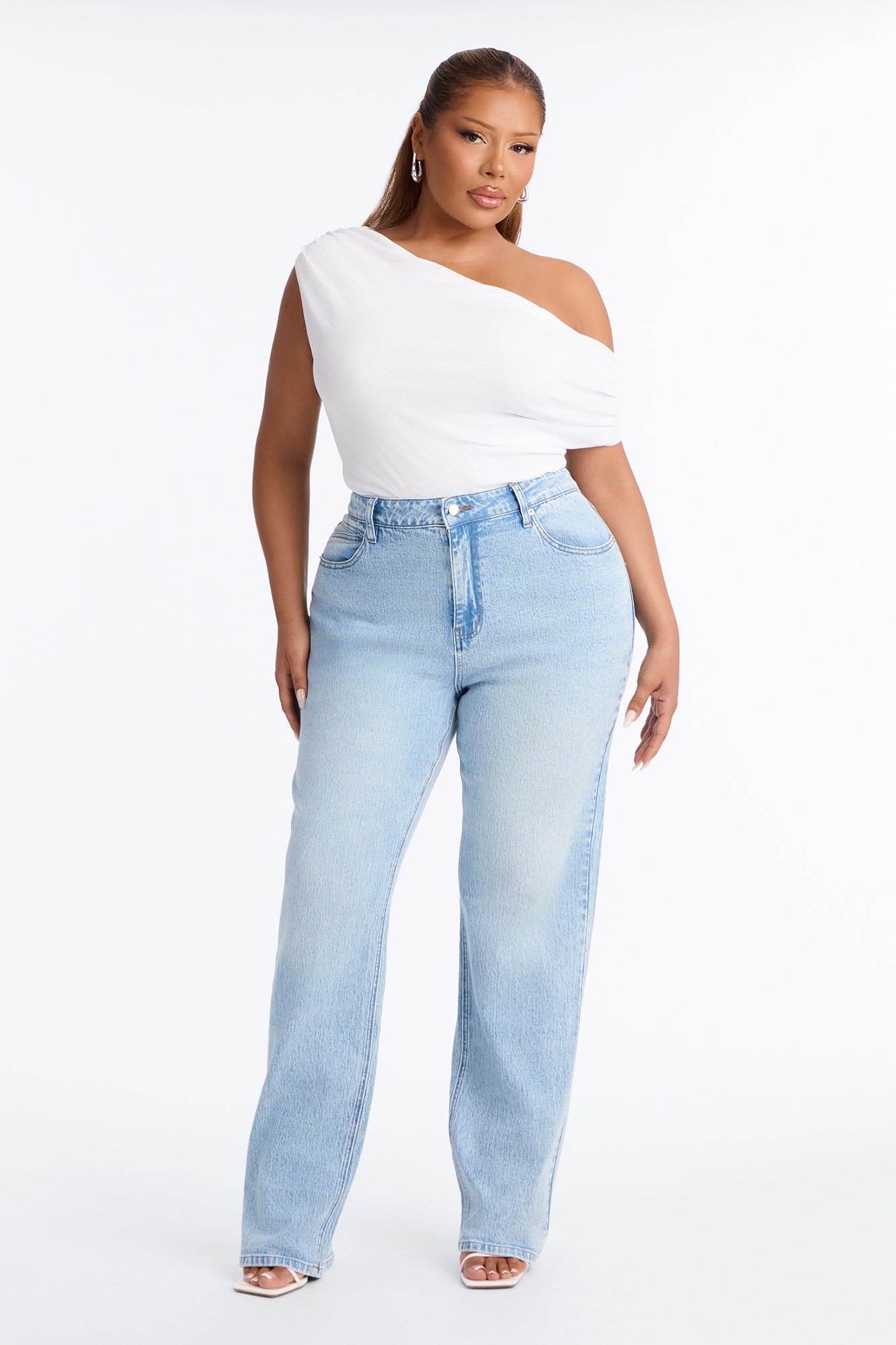 Kennedy Classic High Rise Low Stretch Straight Leg Jeans - Light Wash image 1