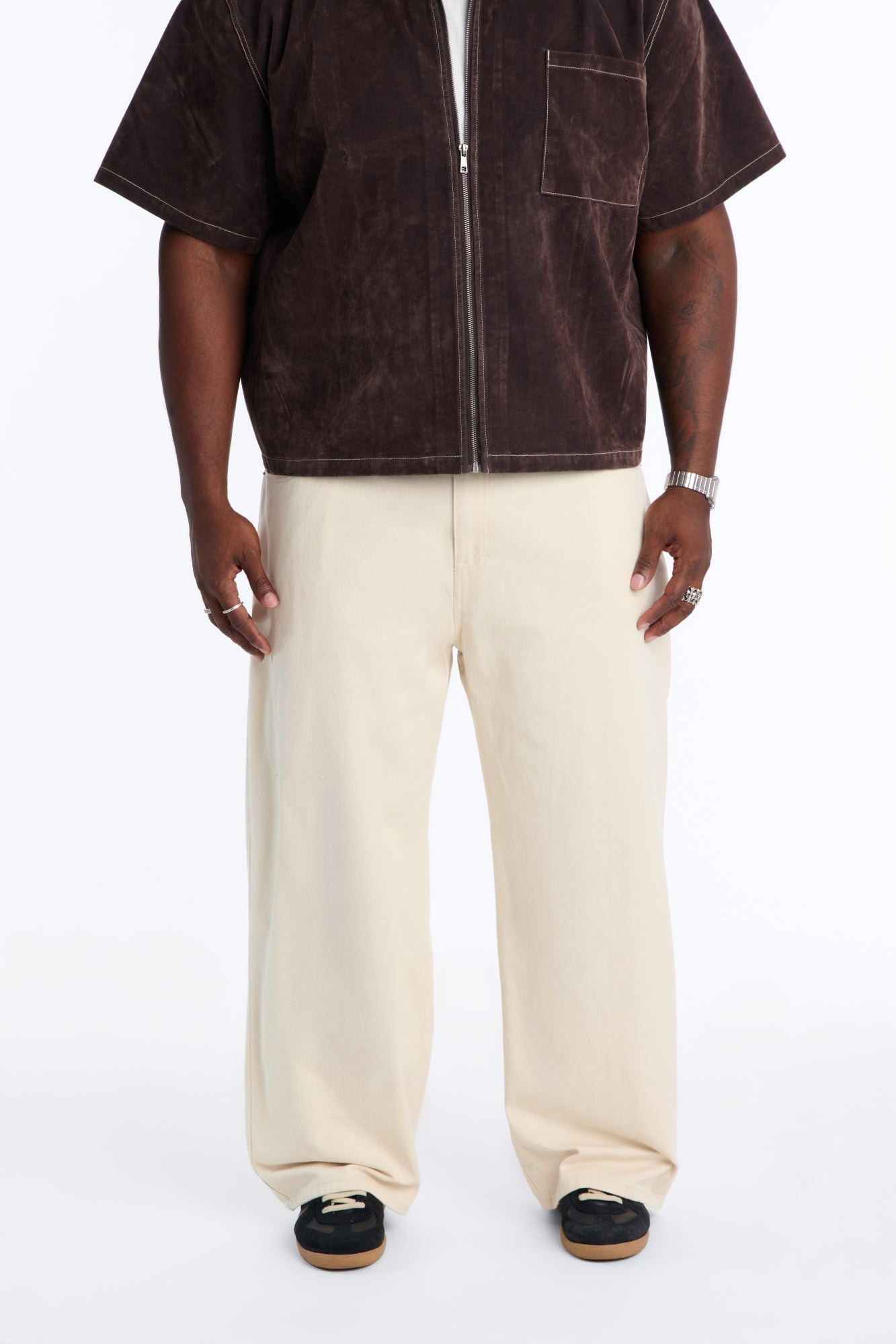 Essential Baggy Rigid Jean - Cream image 1