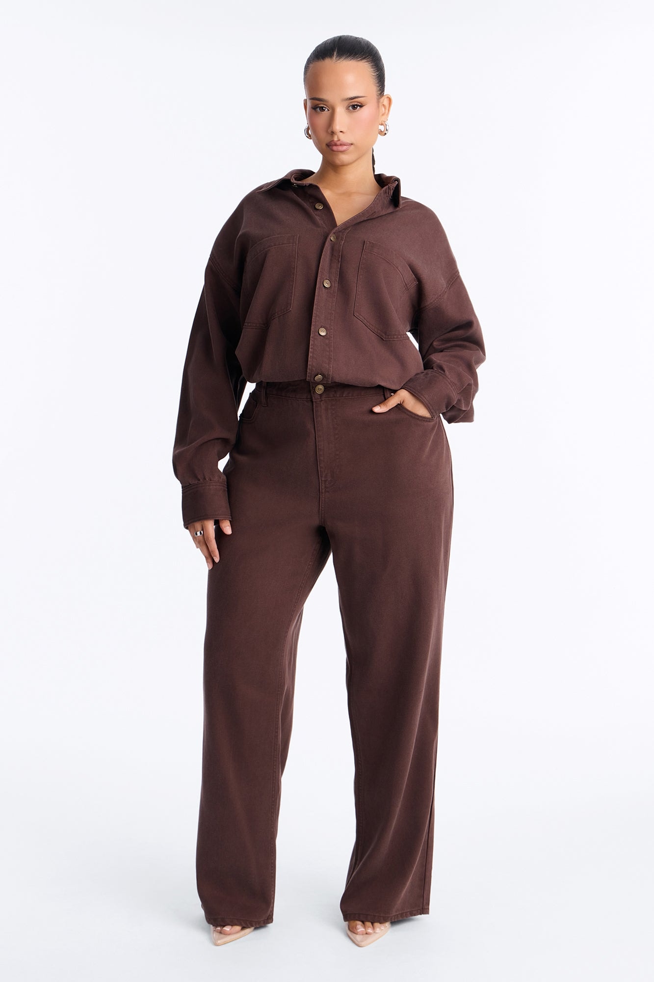 Farmer's Market Cutie Denim Jumpsuit - Chocolate image 1