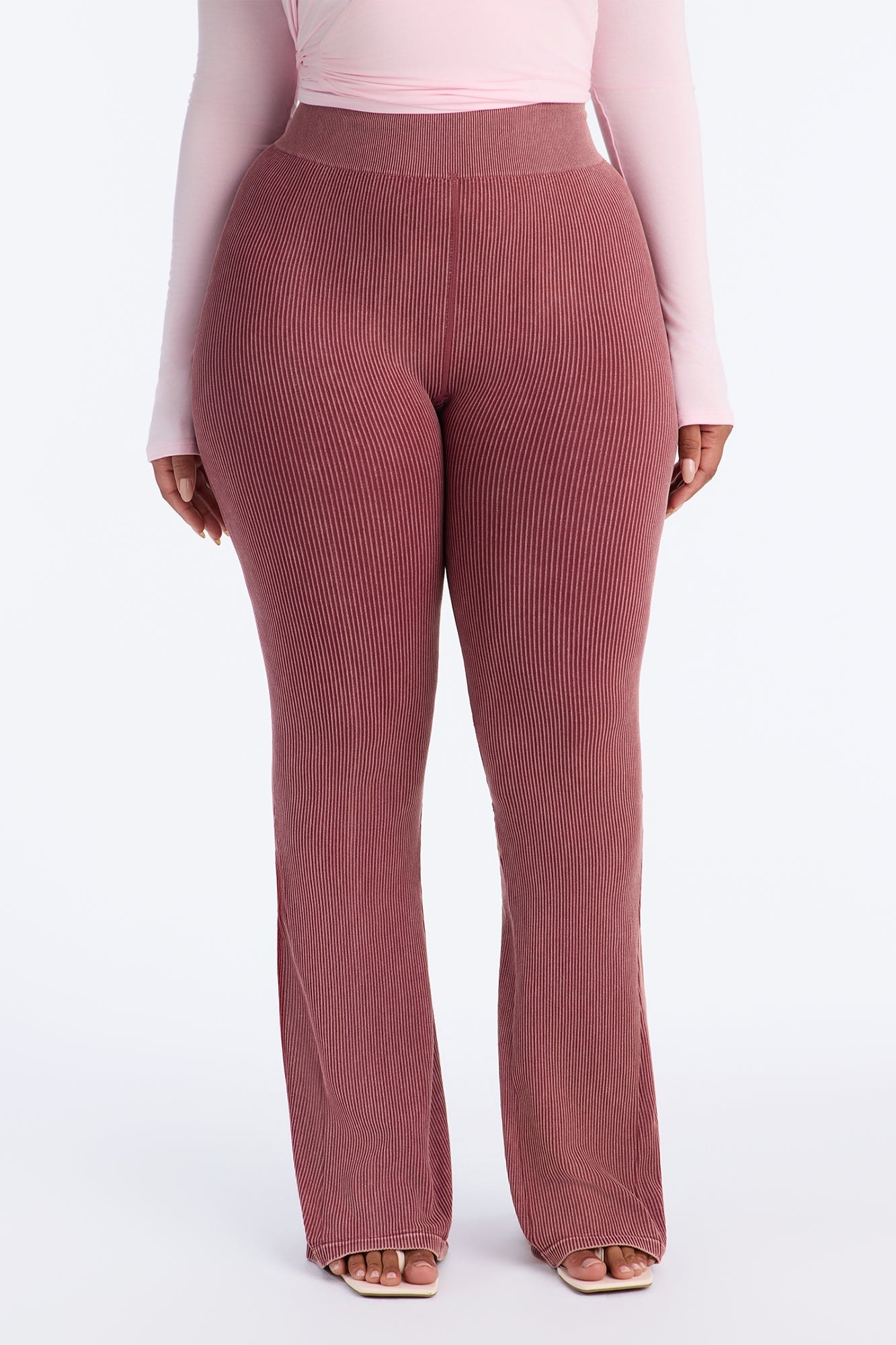 Tall Mia Ribbed Seamless Flare Pant - Sangria image 1