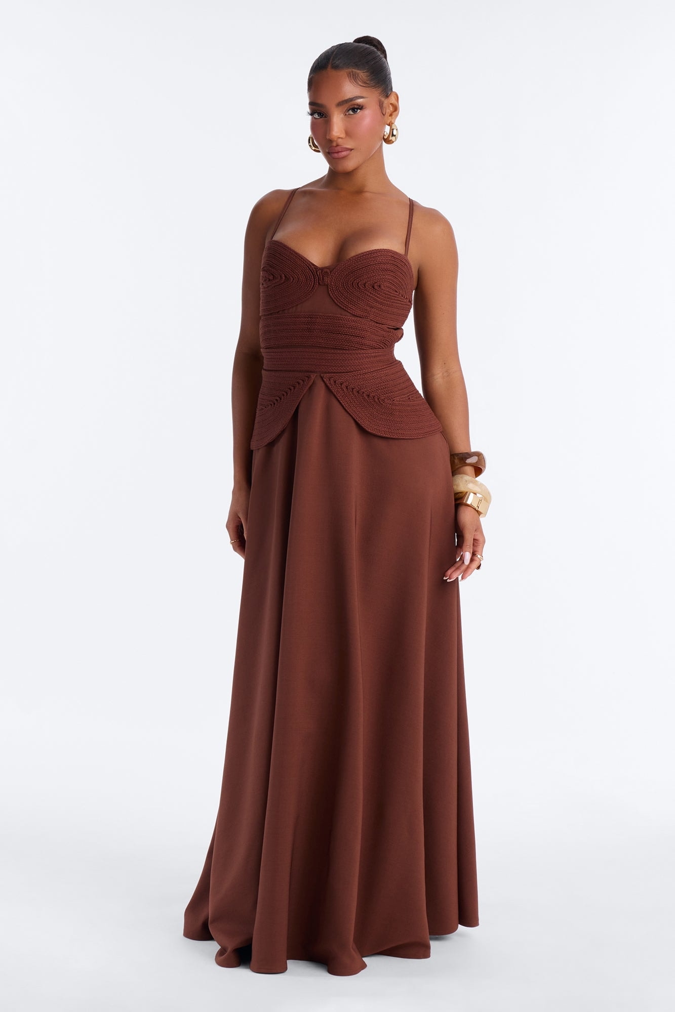 Pretty Energy Flowy Maxi Dress - Chocolate image 1