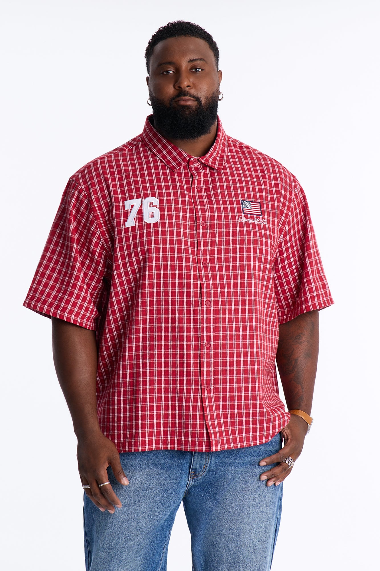 Only In The USA 76' Button Up Shirt - Red image 1