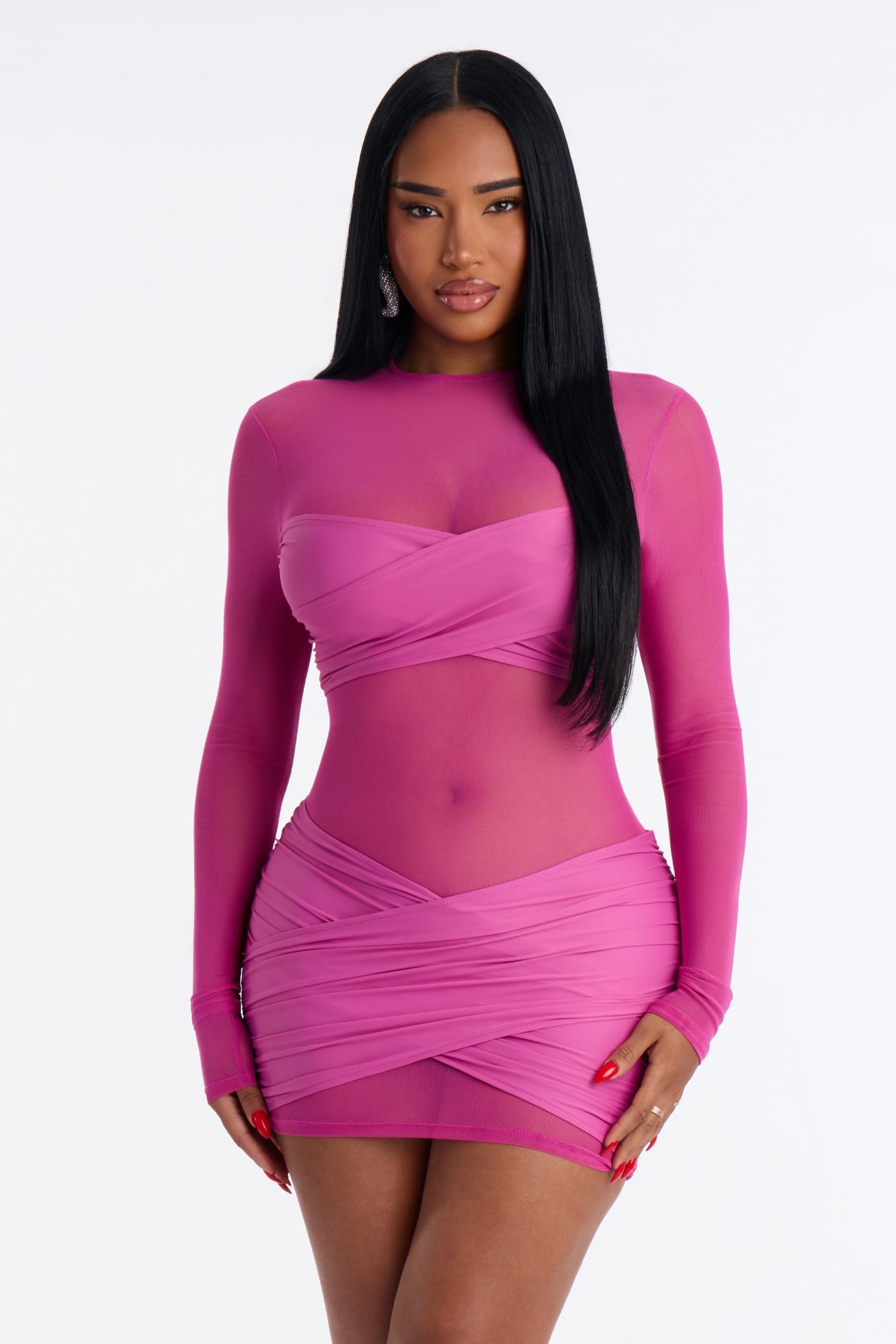 Gracie Form Double Lined Mini Dress - Raspberry image 1