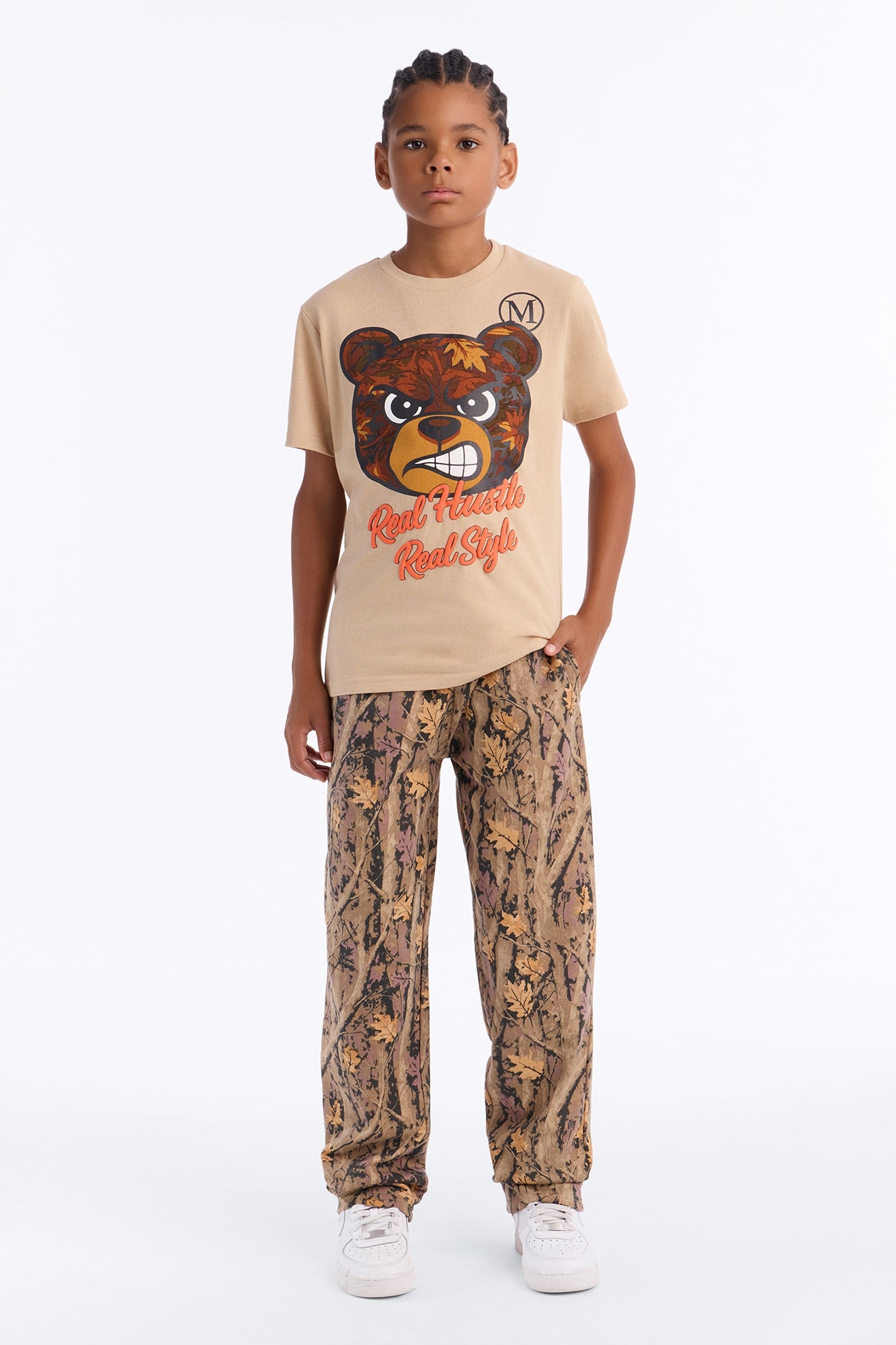 Mini Real Hustle Real Style Pant Set - Khaki/combo image 1