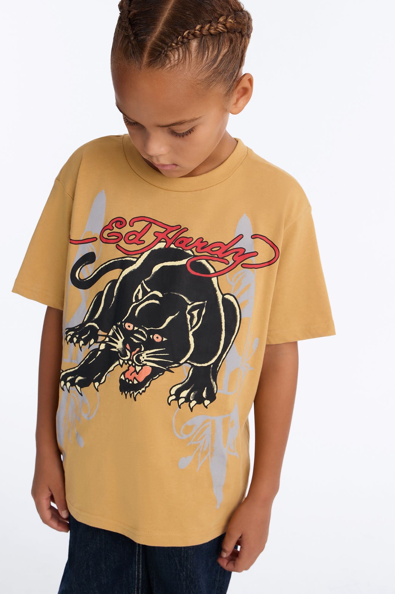 Mini Ed Hardy Powerful Panther Front/Back Short Sleeve Tee - Sand image 1