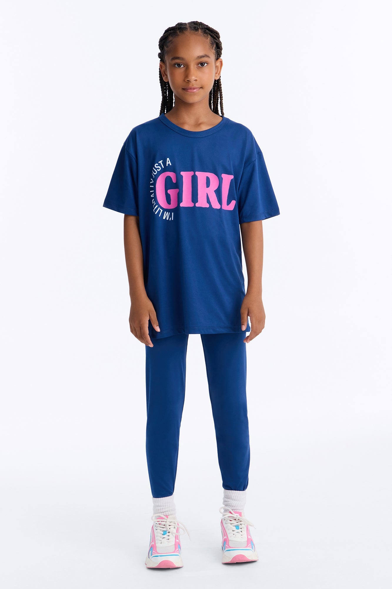 Mini I'm Literally Just A Girl Legging Set - Navy image 1