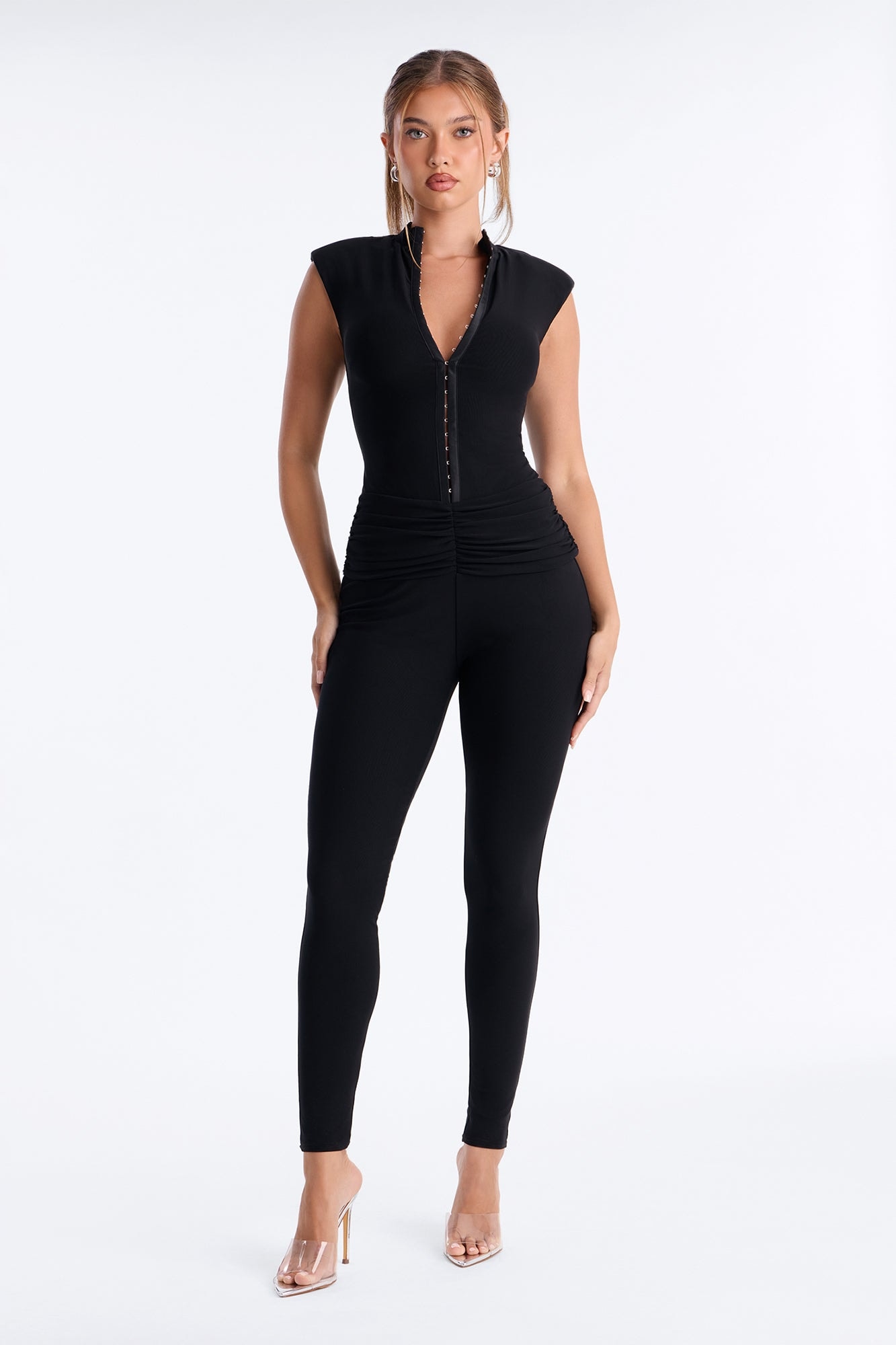 Jada Mesh Sleeveless Skinny Leg Jumpsuit - Black image 1
