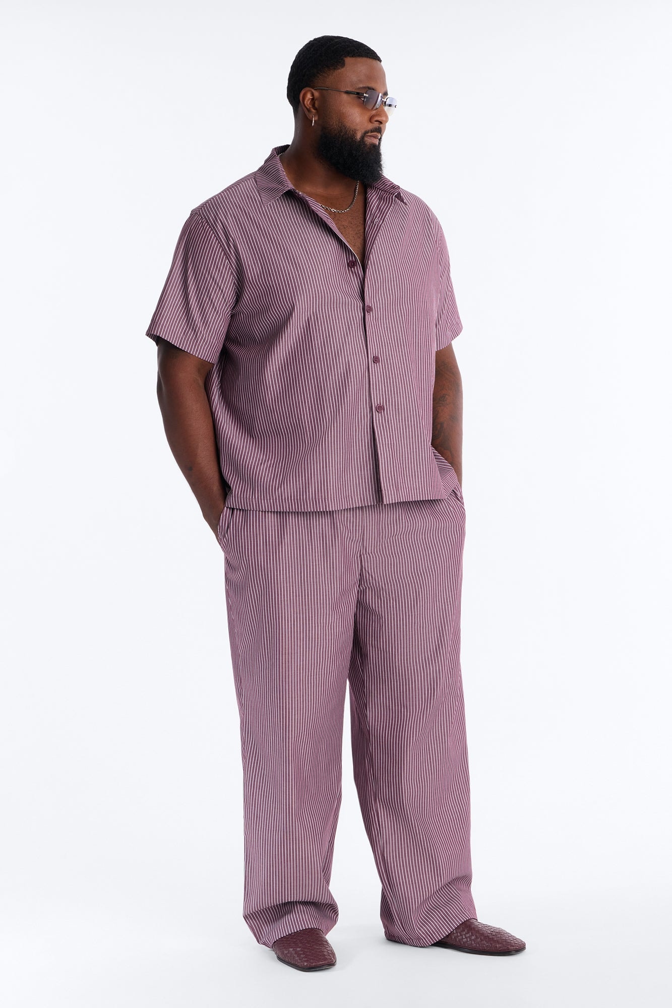 Monaco Relaxed Stripe Pant - Burgundy/combo image 1