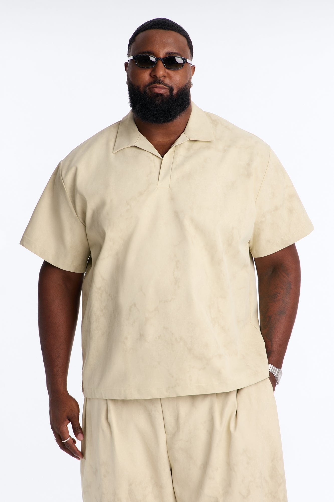 Modern Envoy Boxy Short Sleeve Polo - Tan image 1