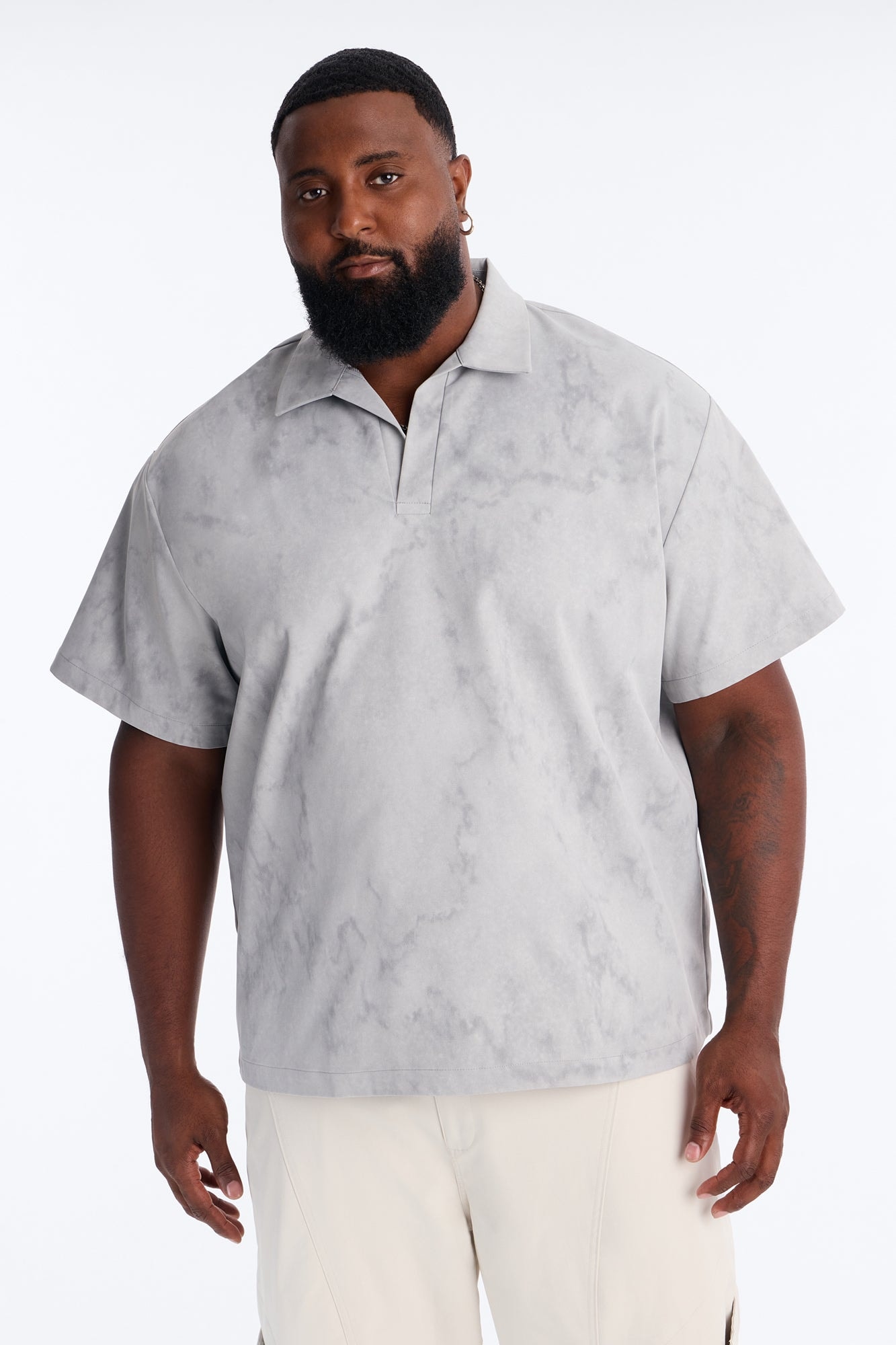 Modern Envoy Boxy Short Sleeve Polo - Washed Grey image 1
