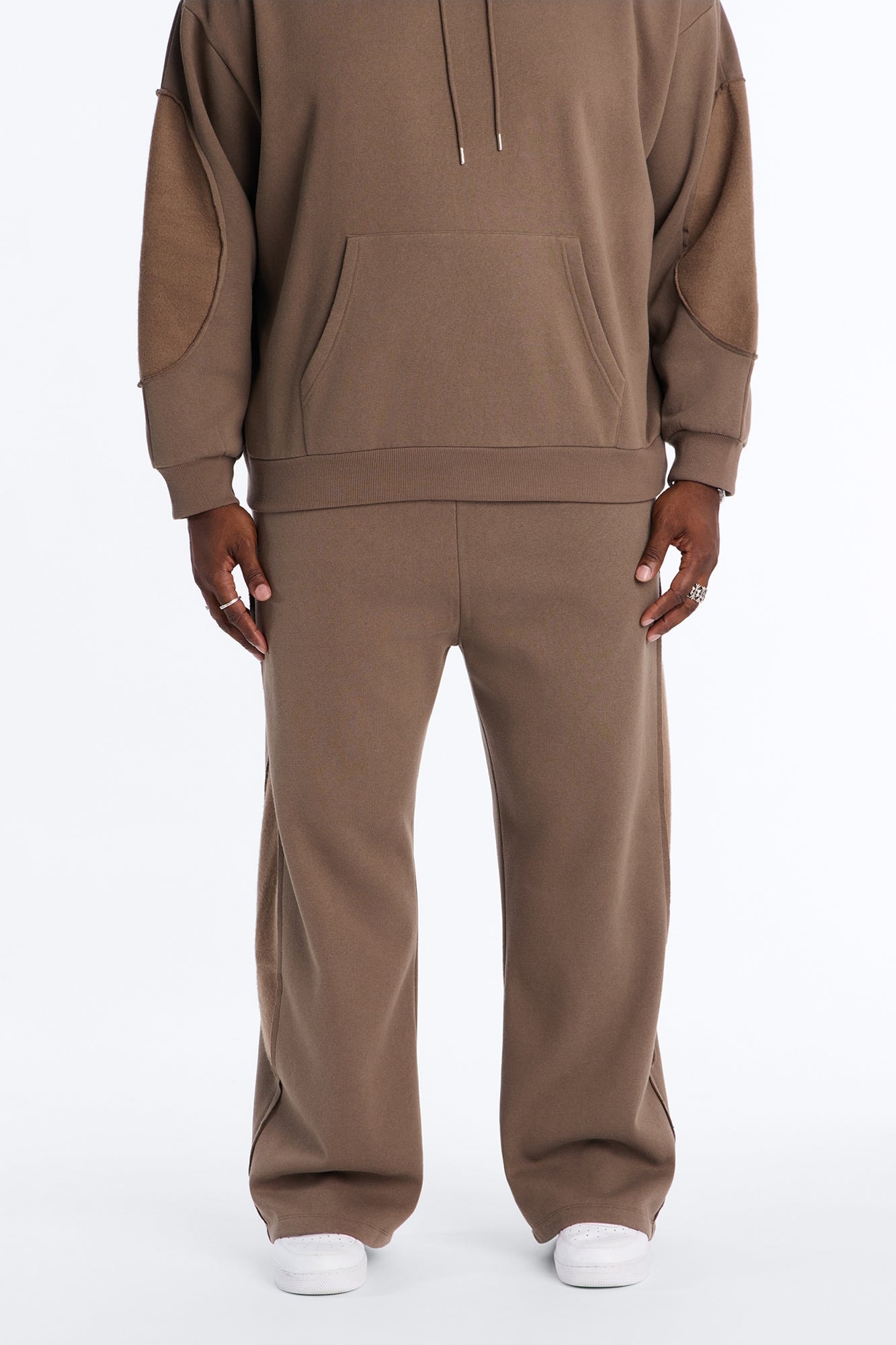 Reverse Panel Straight Leg Sweatpant - Brown image 1