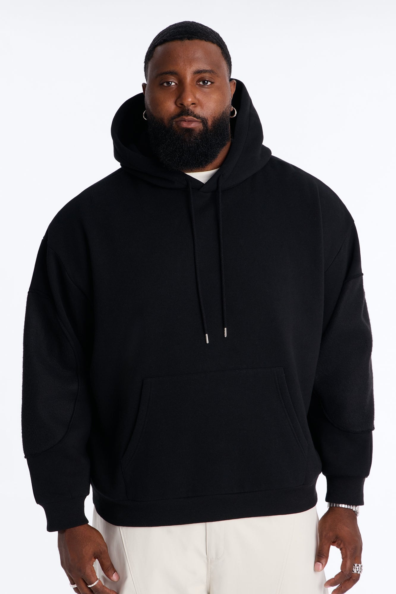 Reverse Panel Oversized Hoodie - Black image 1