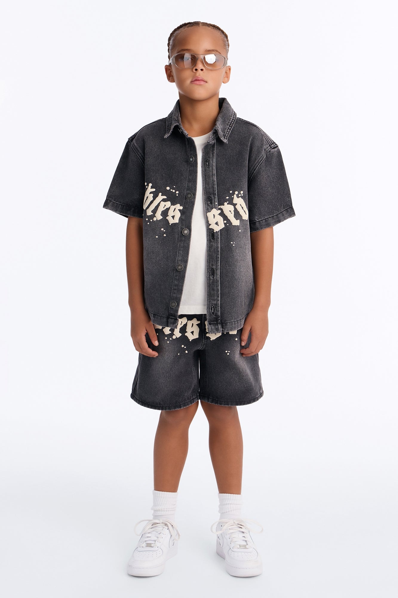 Mini Relaxed Been Blessed Denim Shorts - Black image 1