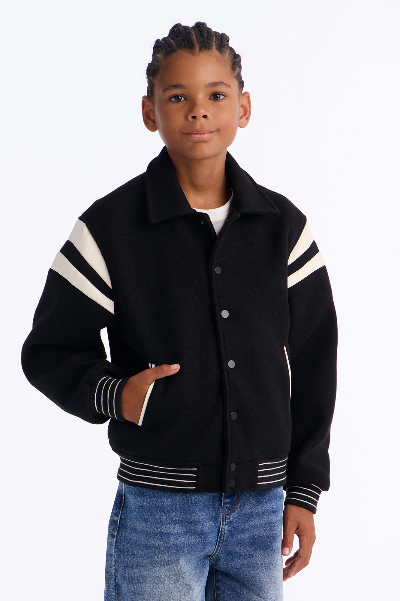 Mini Classic Old School Varsity Jacket - Black image 1