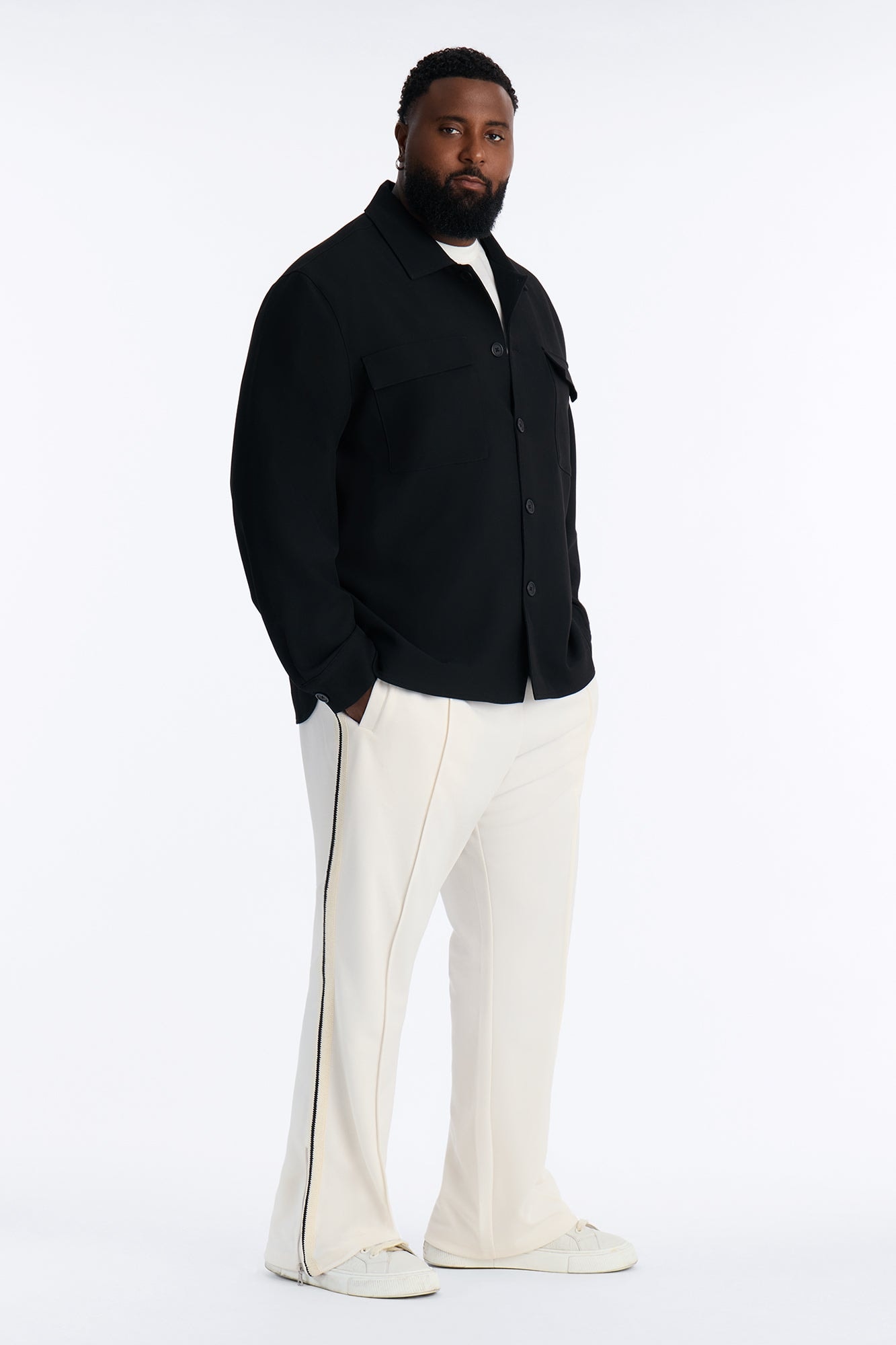 Dennis Slim Flare Track Pant - Cream image 1