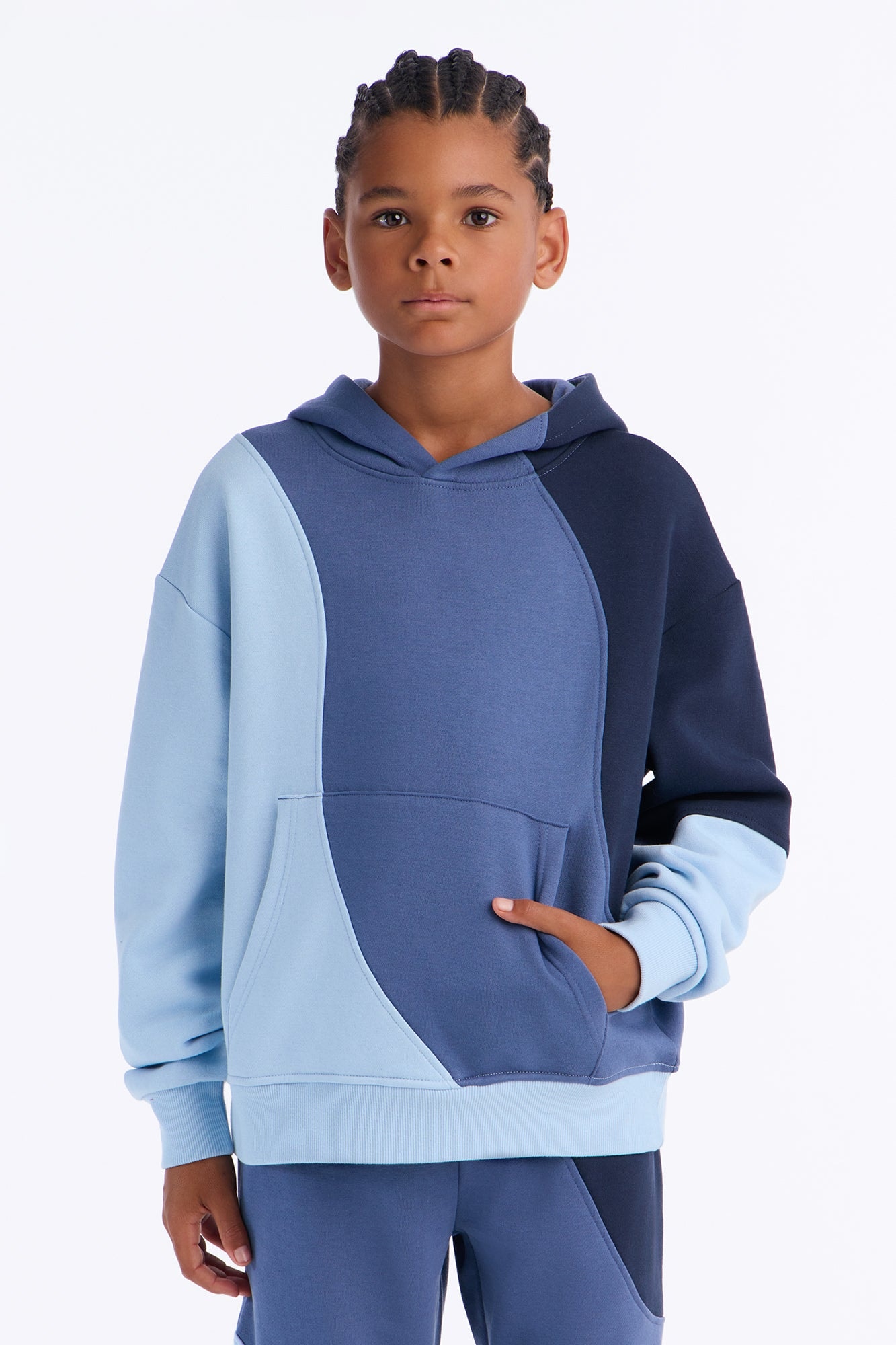 Mini Oversized Neapolitan Paneled Hoodie - Blue image 1