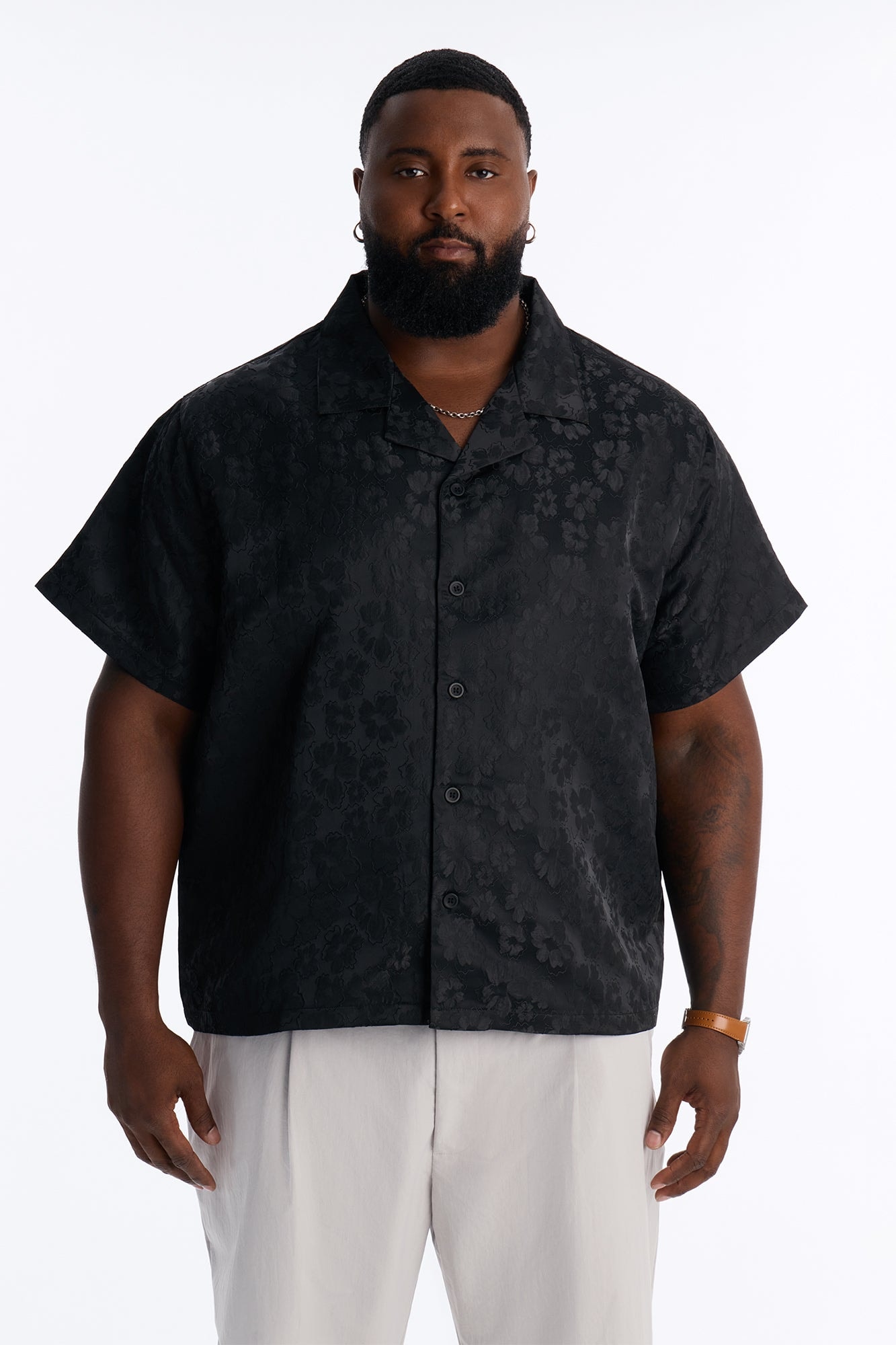 Lotto Floral Relaxed Cuban Collar Shirt - Black image 1