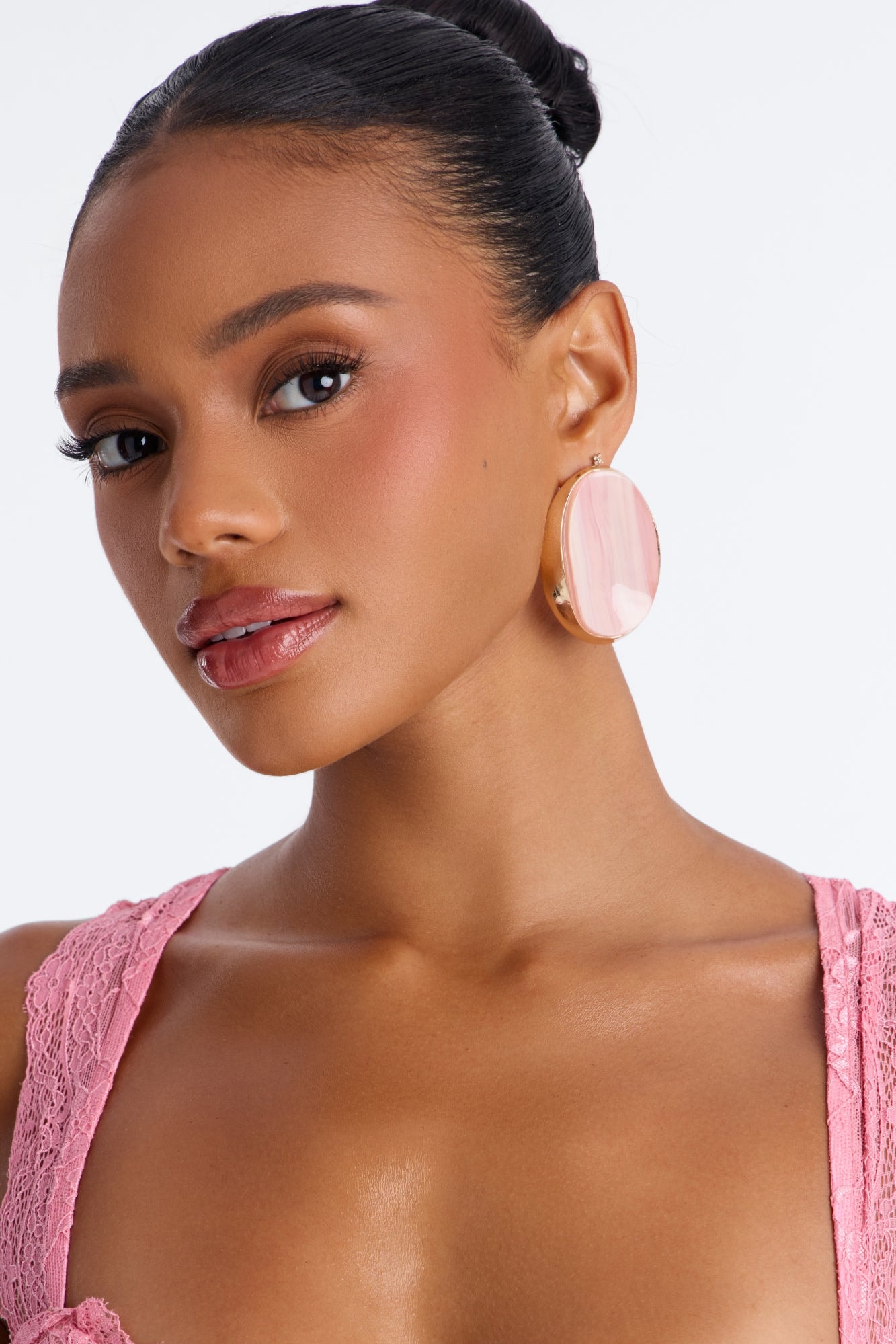 Girls Need Love Earrings - Gold/Pink image 1