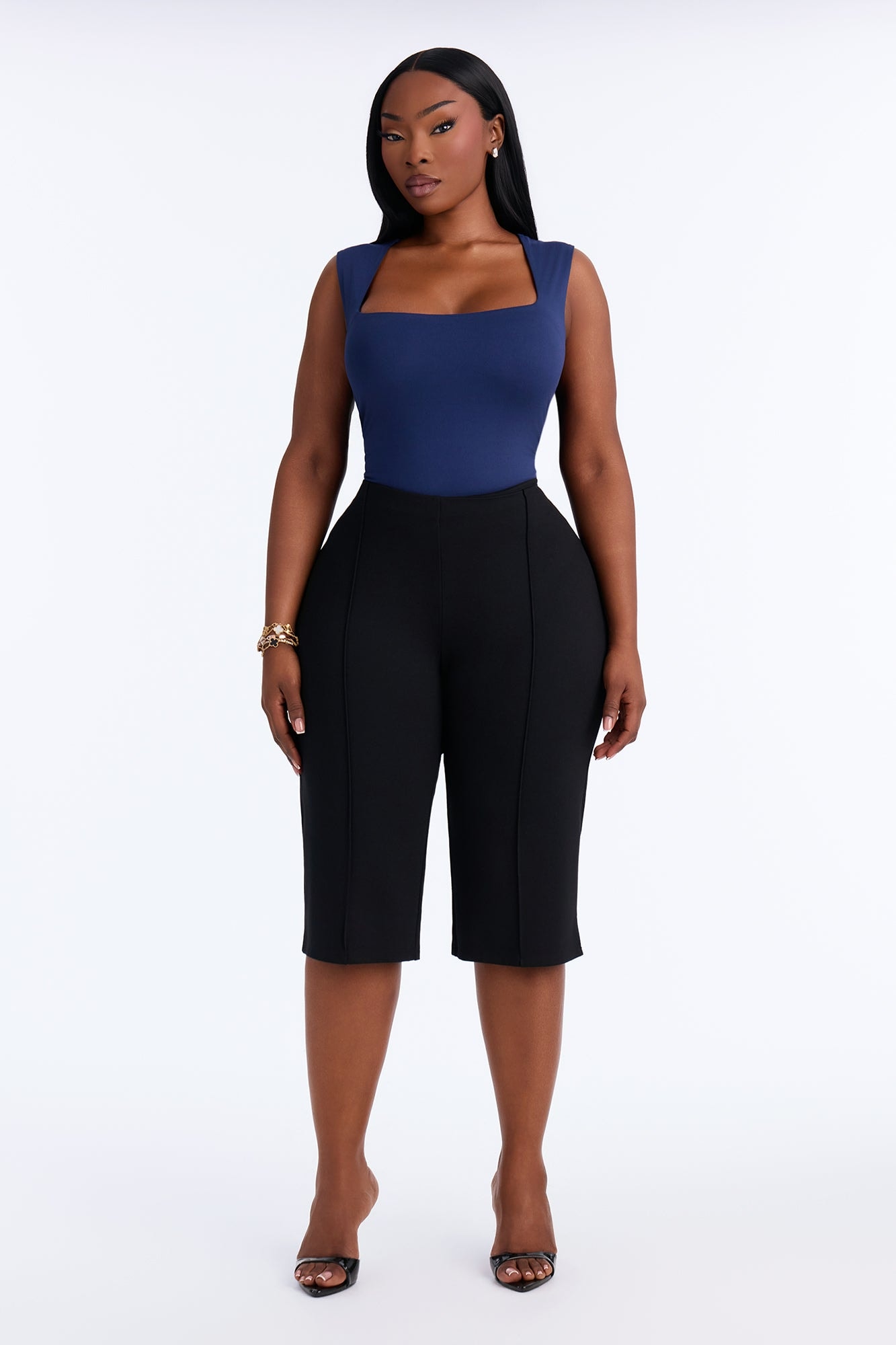 Serena Square Neck Bodysuit - Navy image 1