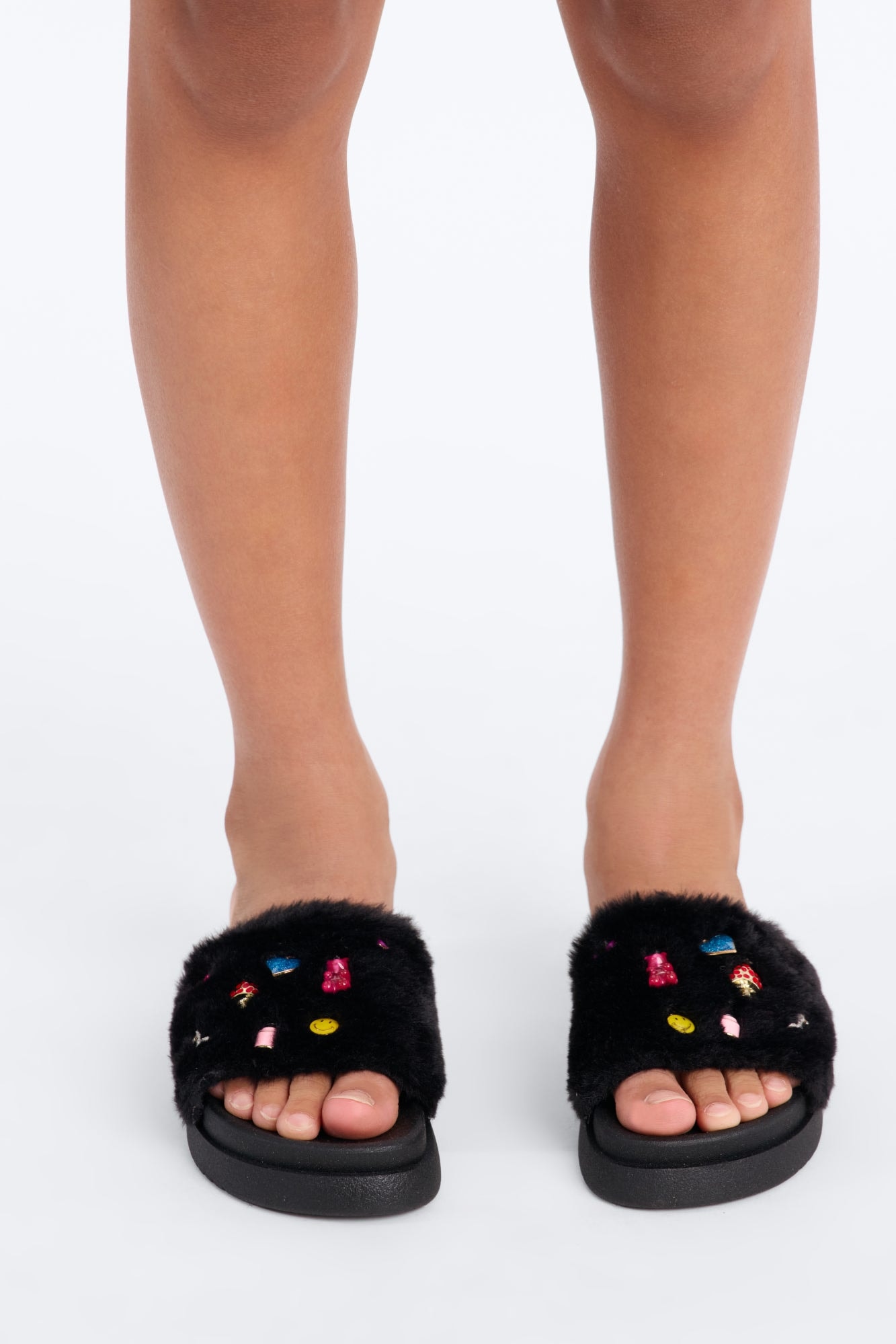 Mini Steve Madden Just A Girl Fur Slipper - Black image 1