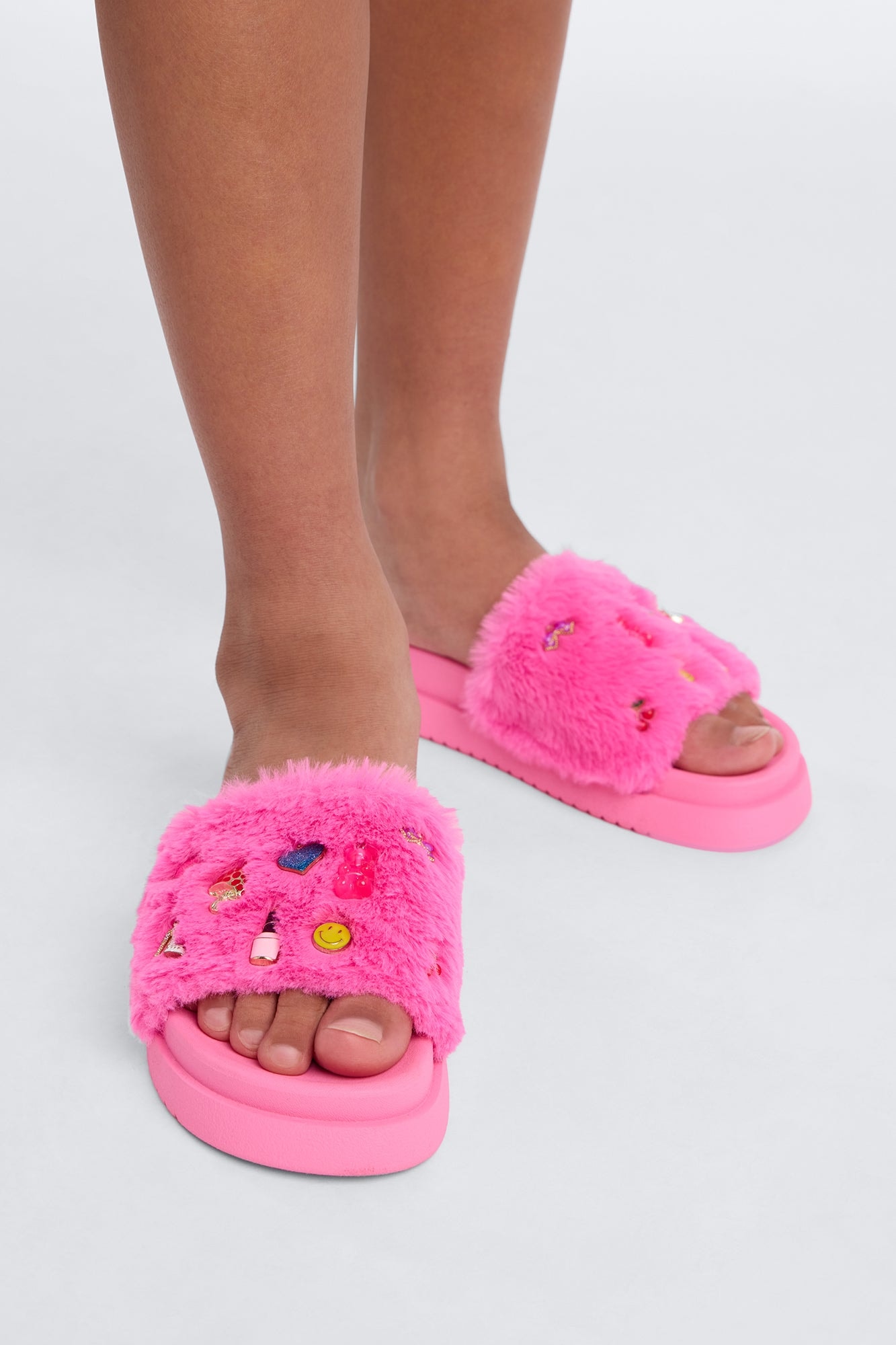 Mini Steve Madden Just A Girl Fur Slipper - Pink image 1