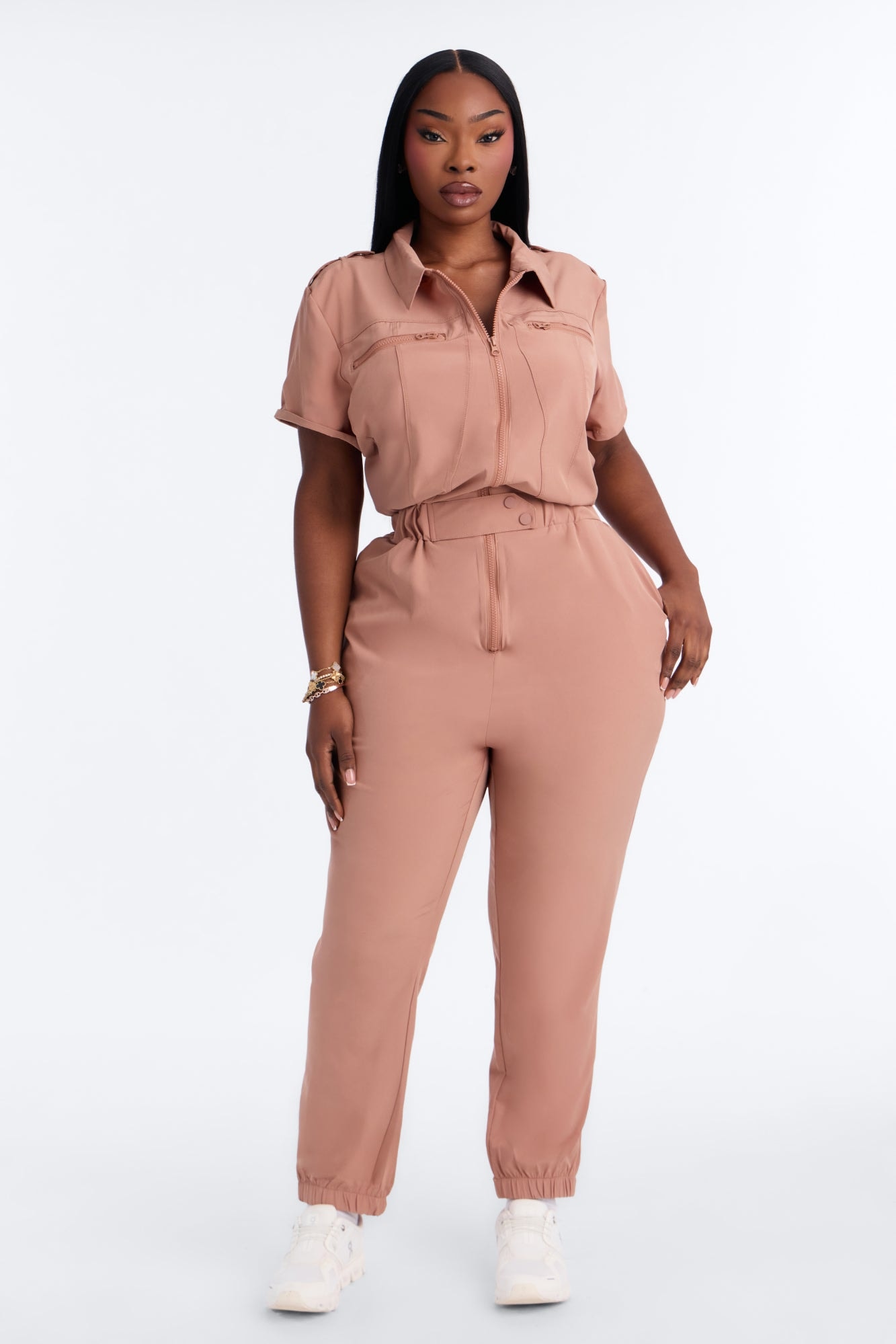 On Call Stretch Uniform Scrub Jumpsuit - Mocha image 1