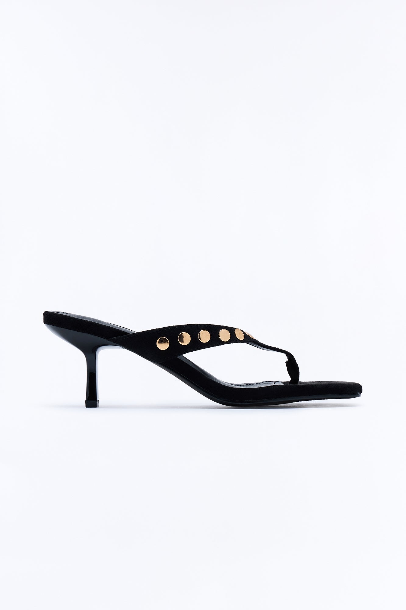 Stay Fine Studded Thong Heels - Black image 1