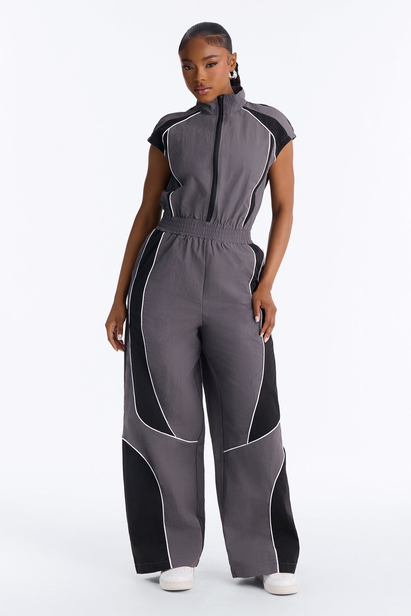 Race You There Windbreaker Jumpsuit - Charcoal image 1